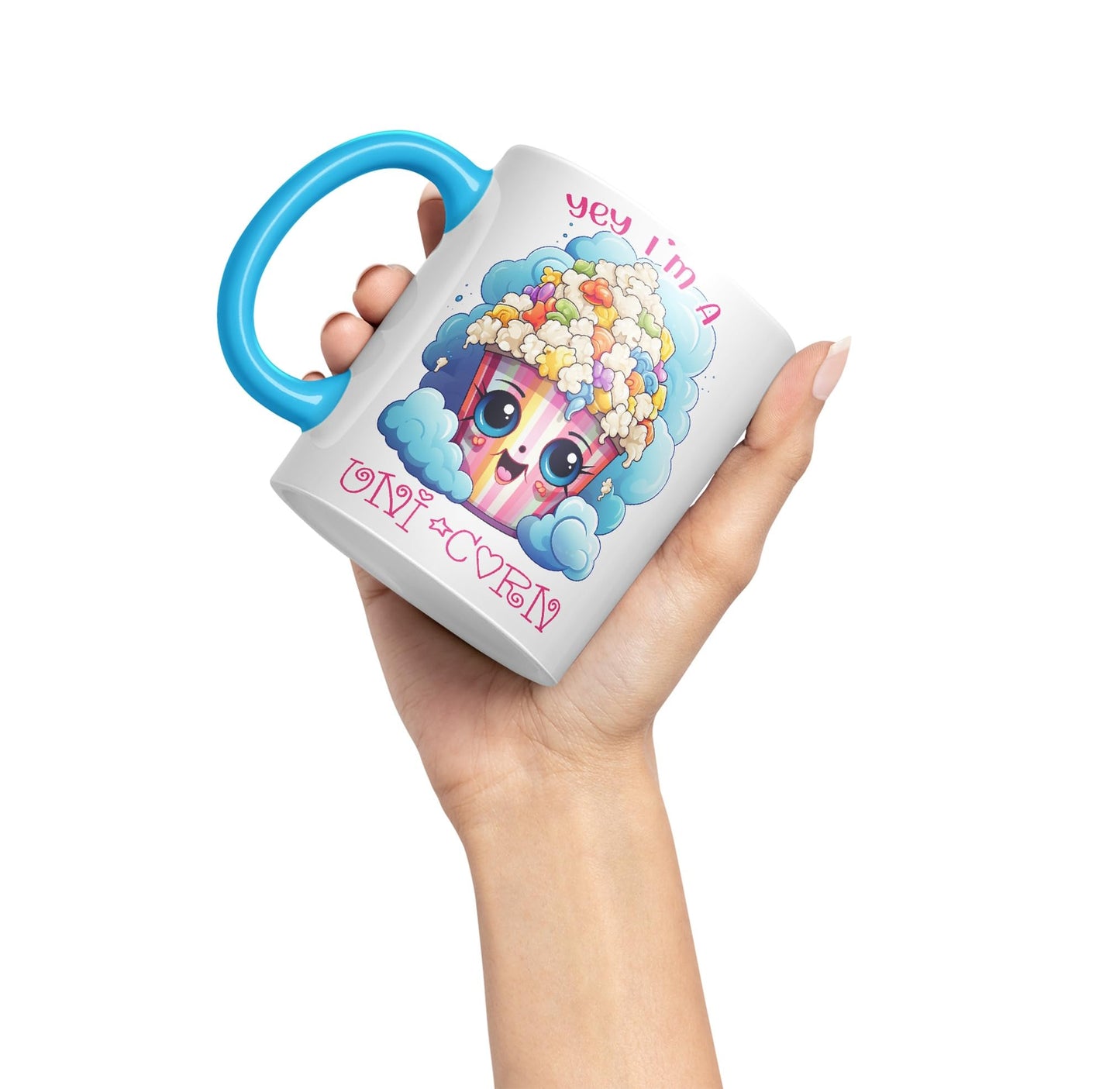 Yey I'm a Unicorn Popcorn Joke sarkasm Sarcastic Ceramic Coloured Mug Cup for Tea Coffee Hot Brew 330ml 11Oz Gift