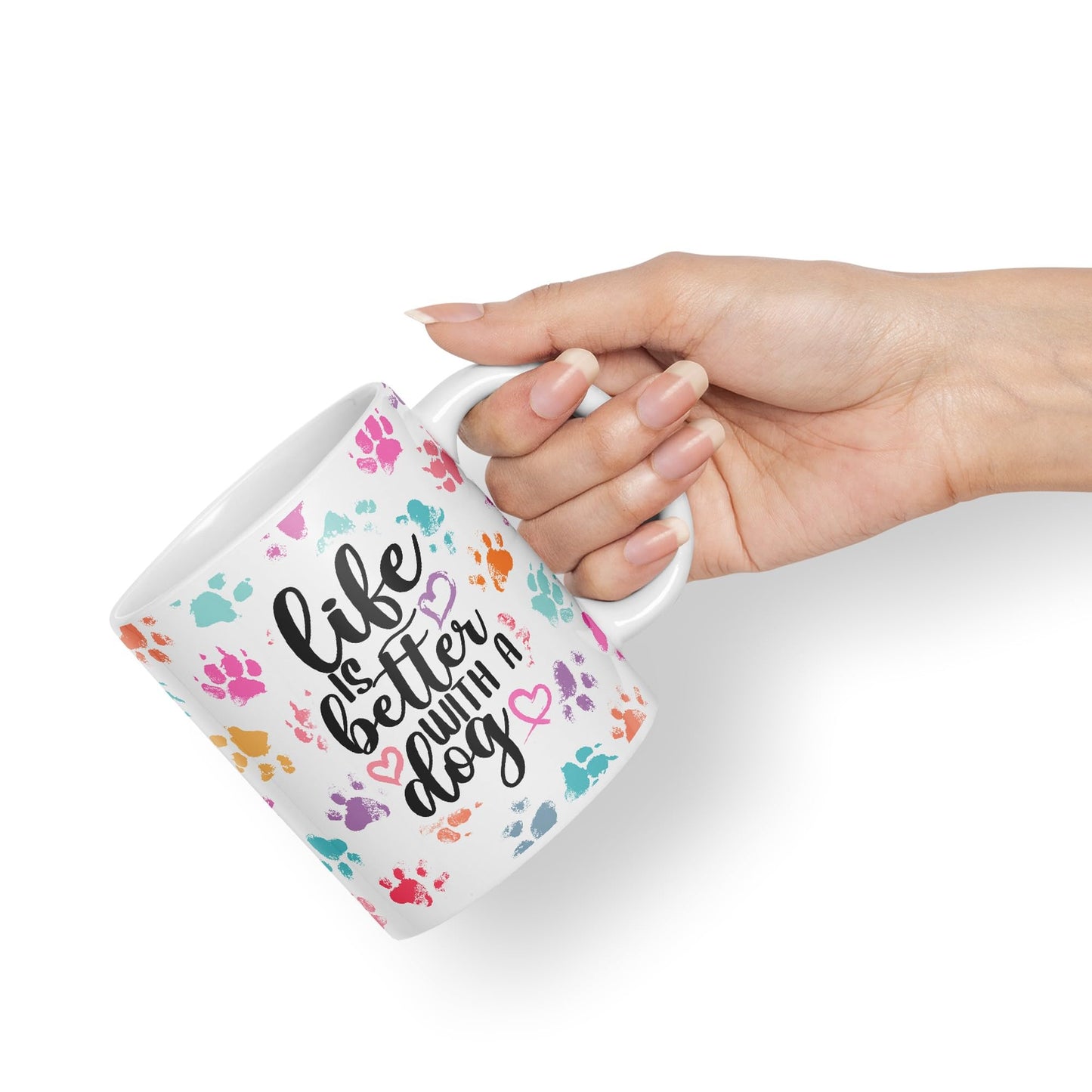 Vixar Life is Better with a Dog Coloured Ceramic Mug Cup Gift 330ml 11oz Work Office Tea Coffee