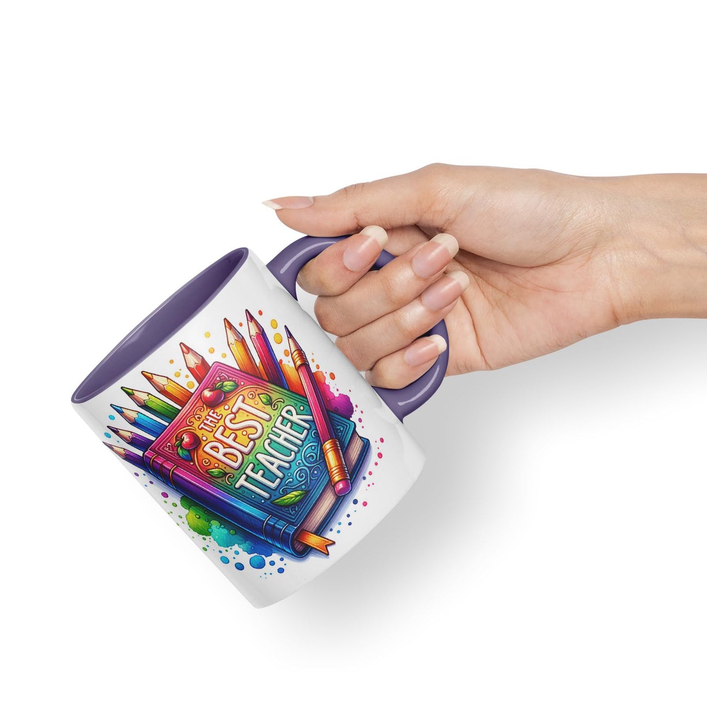 Vixar Best Teacher Mug Thank You, End of School Gift Ceramic Coloured Mug Cup for Tea Coffee Hot Brew 330ml 11Oz Gift BT1
