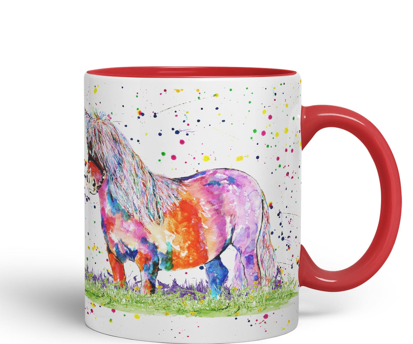 Vixar Shetland Pony Horse Pet Watercolour Art Coloured 330 ml Mug Cup Gift Birthday Work Office Tea Coffee