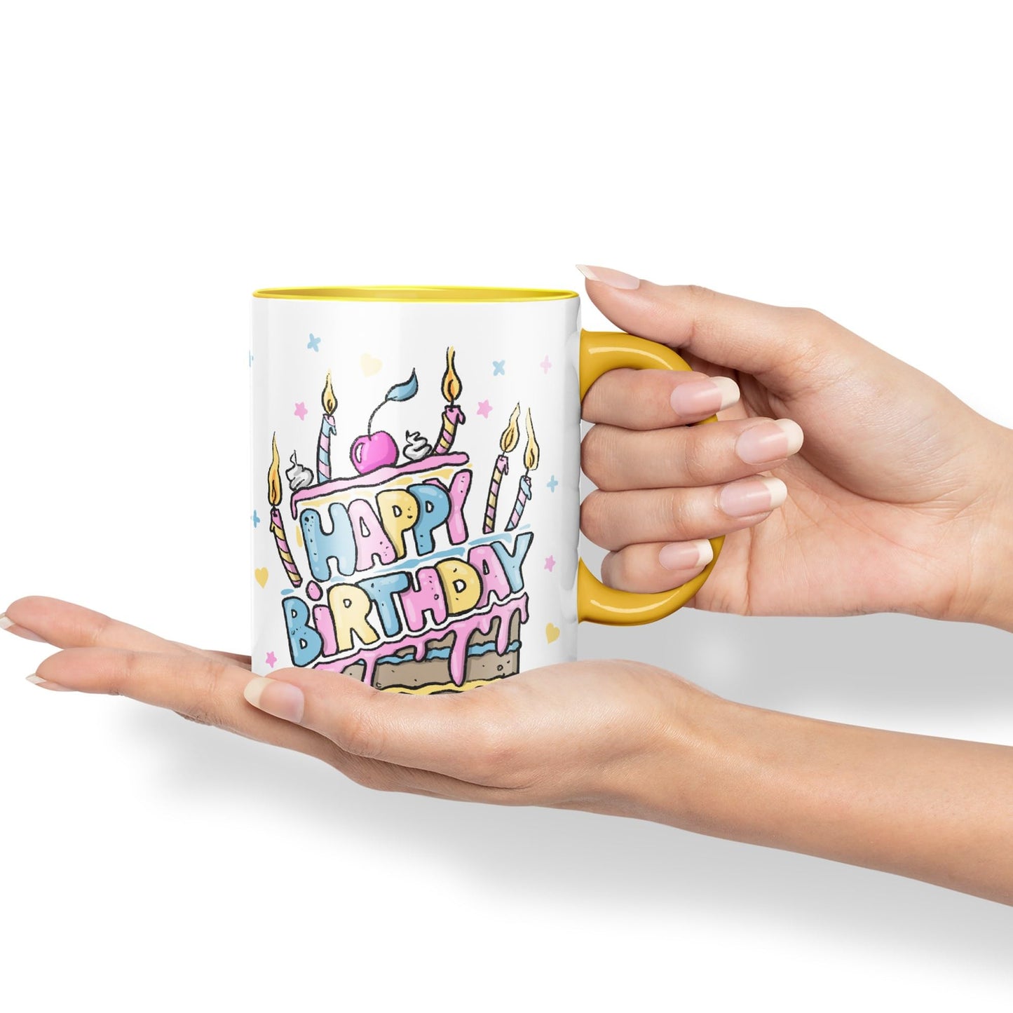 Vixar Happy Birthday Mug Cake Ceramic Coloured Mug Cup Gift Tea Coffee Christmas Office Home
