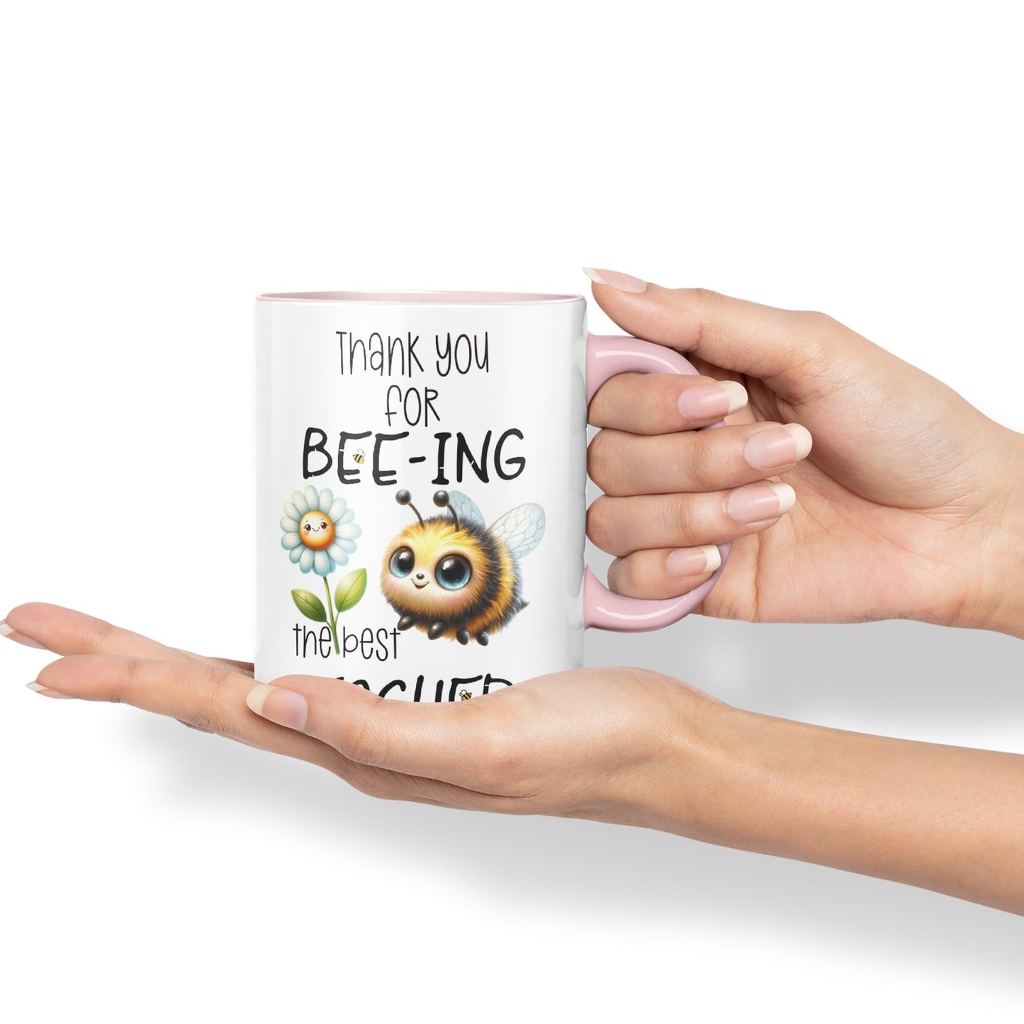 Teacher Thank You for Bee-ing The best teacher Ceramic Coloured Mug Cup for Tea Coffee Hot brew 330ml 11Oz