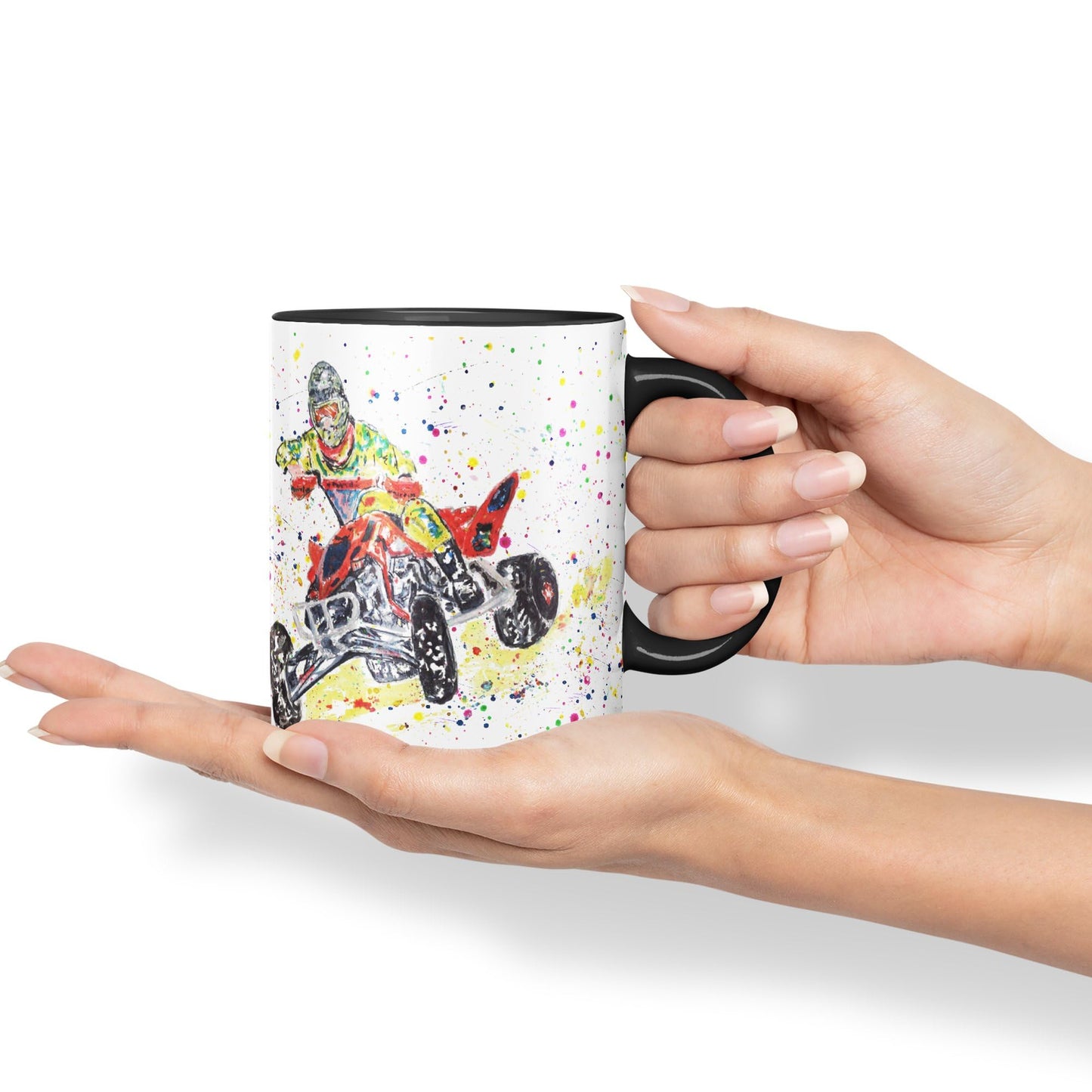 Vixar Motor Quad Bike Motocross Watercolour Art Coloured creamic 330 ml Mug Cup Gift Birthday Work Office Tea Coffee