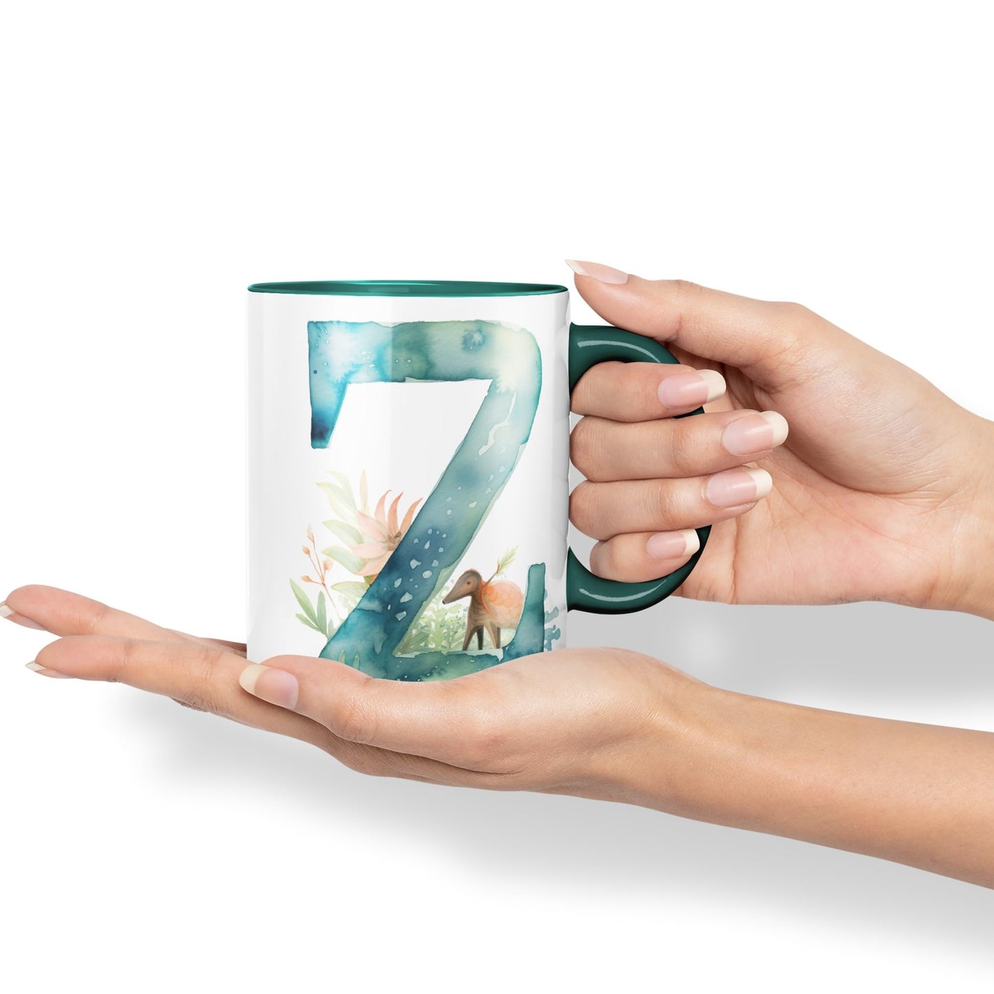 Letter Z mug, Animals Alphabet Letter Z Monogram animal for kids Ceramic Coloured Mug Cup for Tea Coffee Hot brew 330ml 11Oz Gift