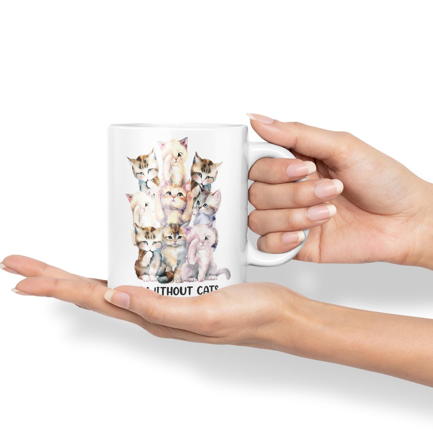 Life Without Cats… I Don't Think so, cat Sarcastic Joke Ceramic Coloured Mug Cup for Tea Coffee Hot Brew 330ml 11Oz