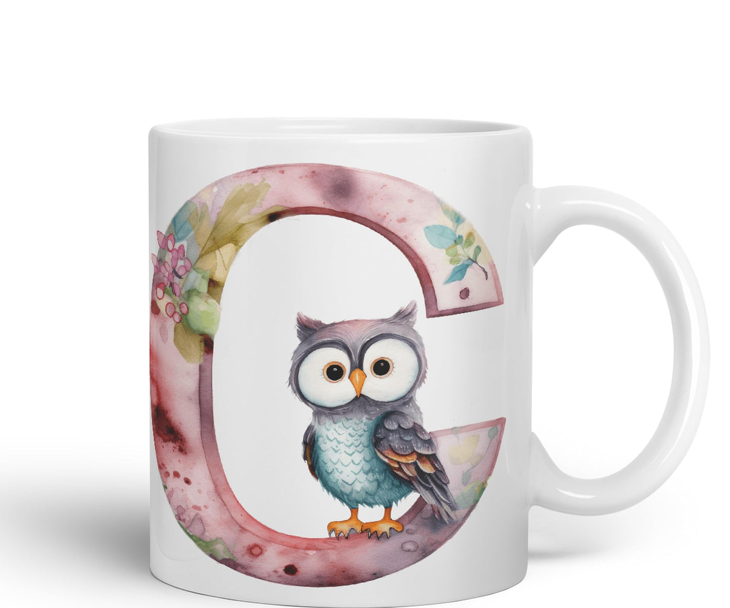 Letter C mug, Animals Alphabet Letter C Monogram animal for kids Ceramic Coloured Mug Cup for Tea Coffee Hot brew 330ml 11Oz Gift