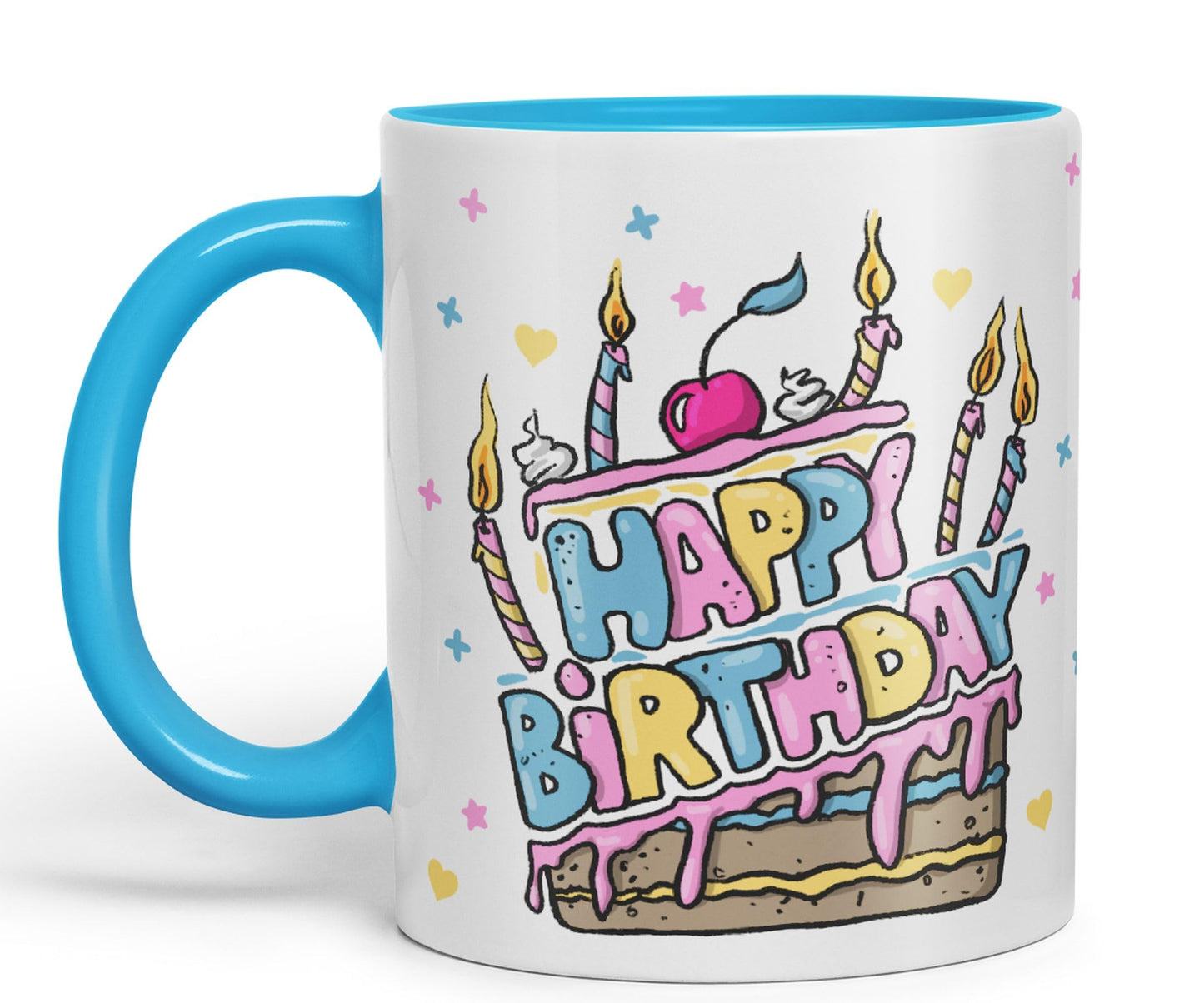 Vixar Happy Birthday Mug Cake Ceramic Coloured Mug Cup Gift Tea Coffee Christmas Office Home