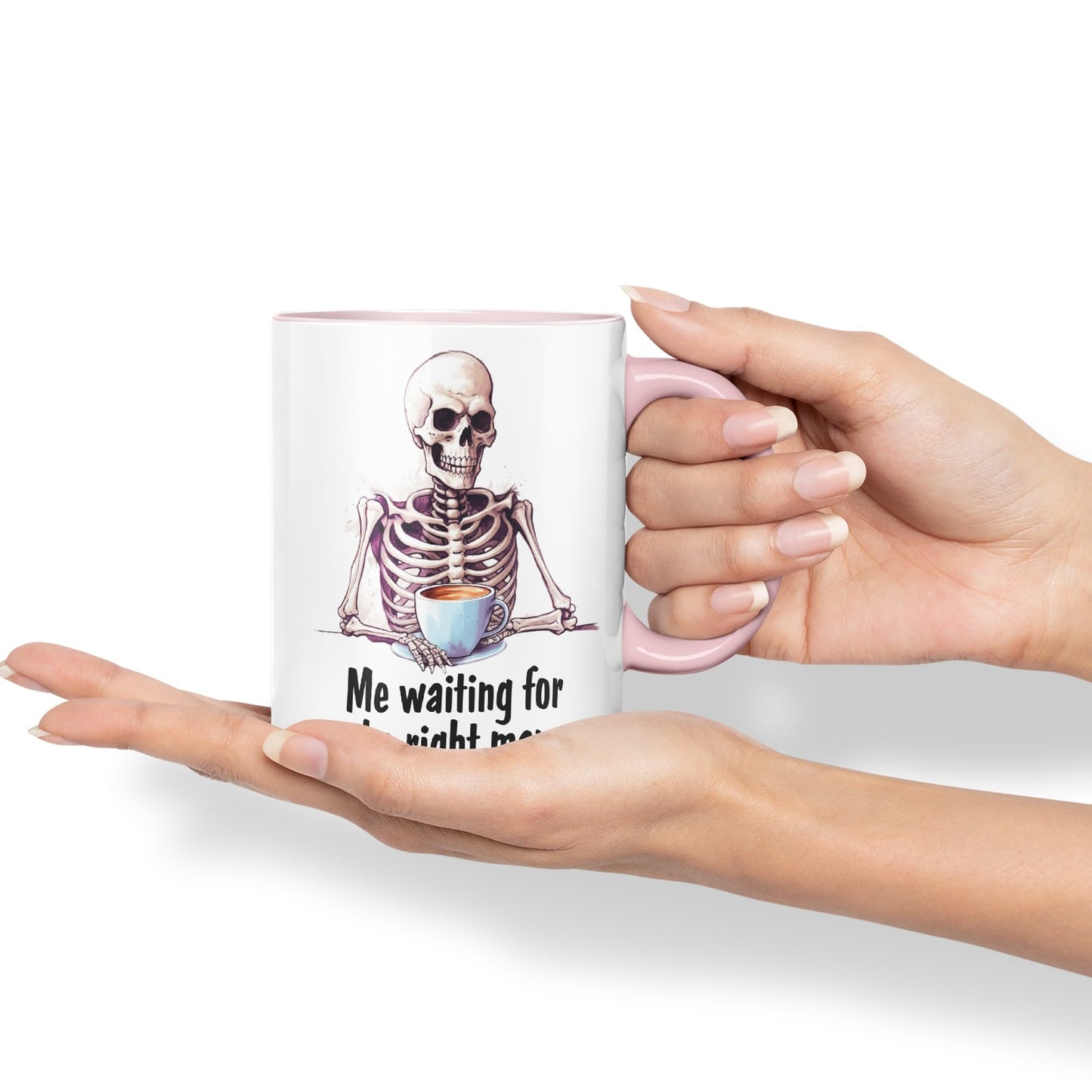 Me Waiting for The Right Man, Sarcastic Joke Ceramic Coloured Mug Cup for Tea Coffee Hot Brew 330ml 11 Oz Gift
