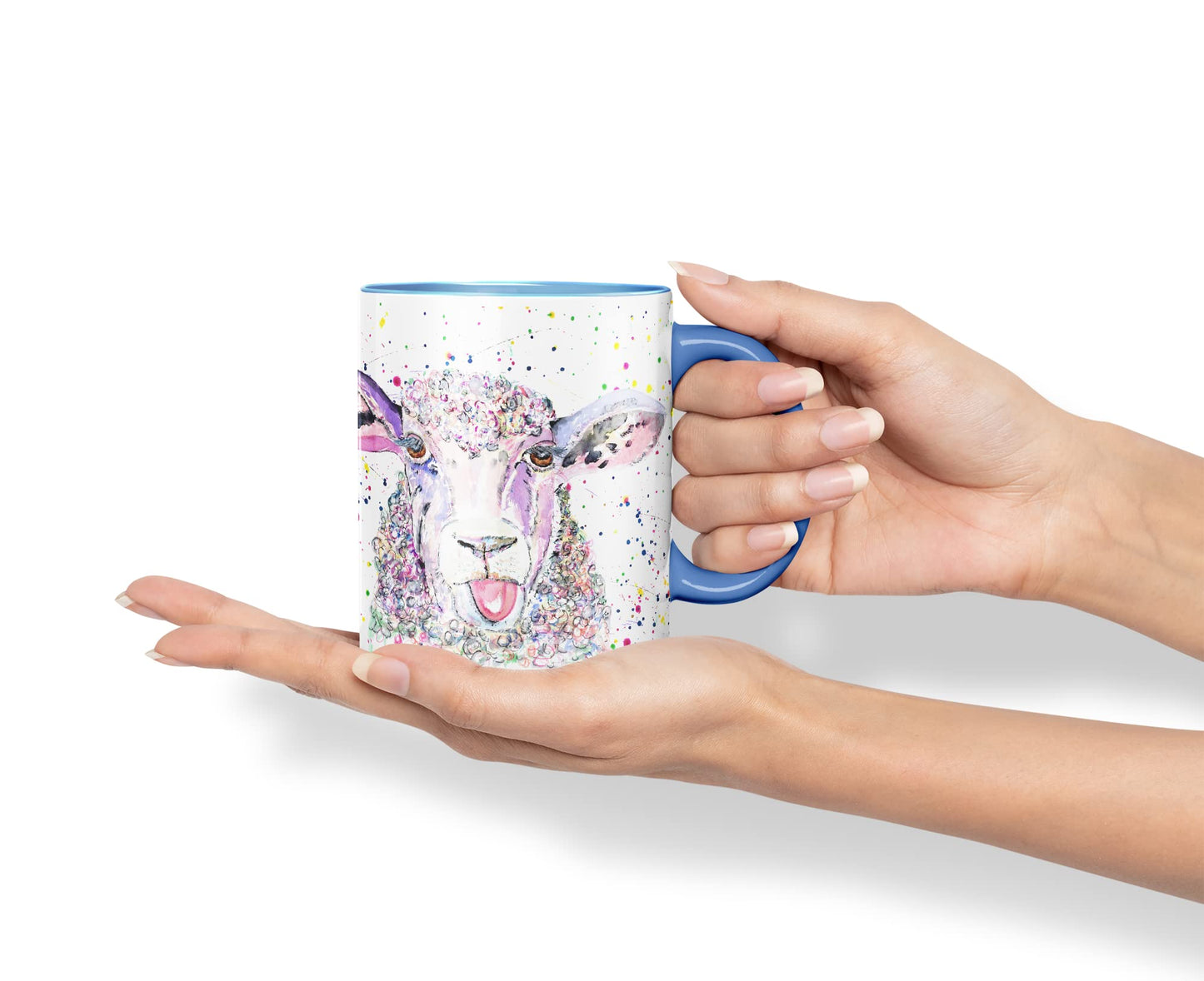 Vixar Sheep Eve Farm Animals Watercolour Art Coloured Mug Cup Gift Birthday Work Office Tea Coffee