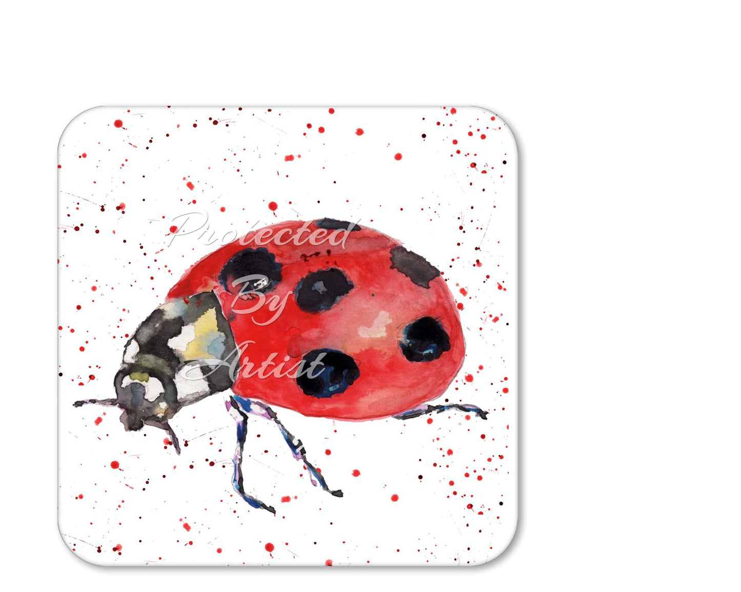 Coaster Ladybird Lady Bug Animals Coasters Watercolour Art Gift Work Office Dining Tea coffee