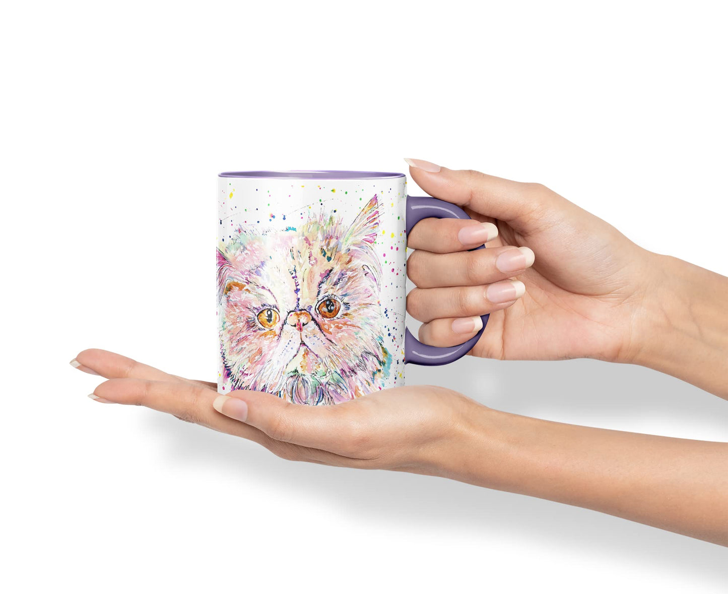 Vixar Persian Cat Kitten Pet Animals Watercolour Art Coloured Mug Cup Gift Birthday Work Office Tea Coffee
