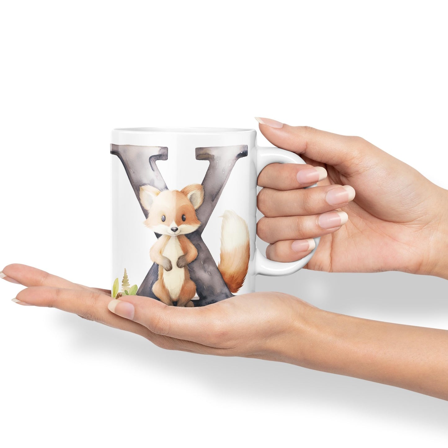 Letter X mug, Animals Alphabet Letter X Monogram animal for kids Ceramic Coloured Mug Cup for Tea Coffee Hot brew 330ml 11Oz Gift