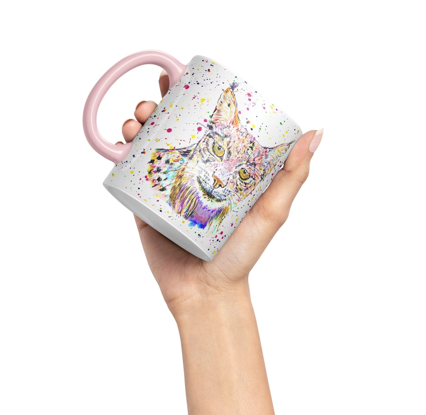 Vixar Lynx Cat Animal Watercolour Art Coloured 330 ml Mug Cup Gift Birthday Work Office Tea Coffee