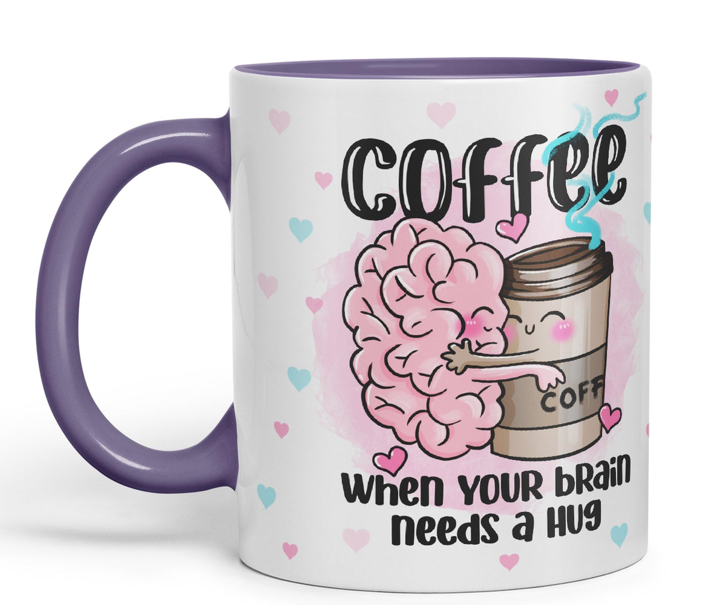 Vixar Coffee When You Brain Needs a Hug Ceramic Coloured Mug Cup Gift Tea Coffee Christmas Office Home Joke Sarcastic