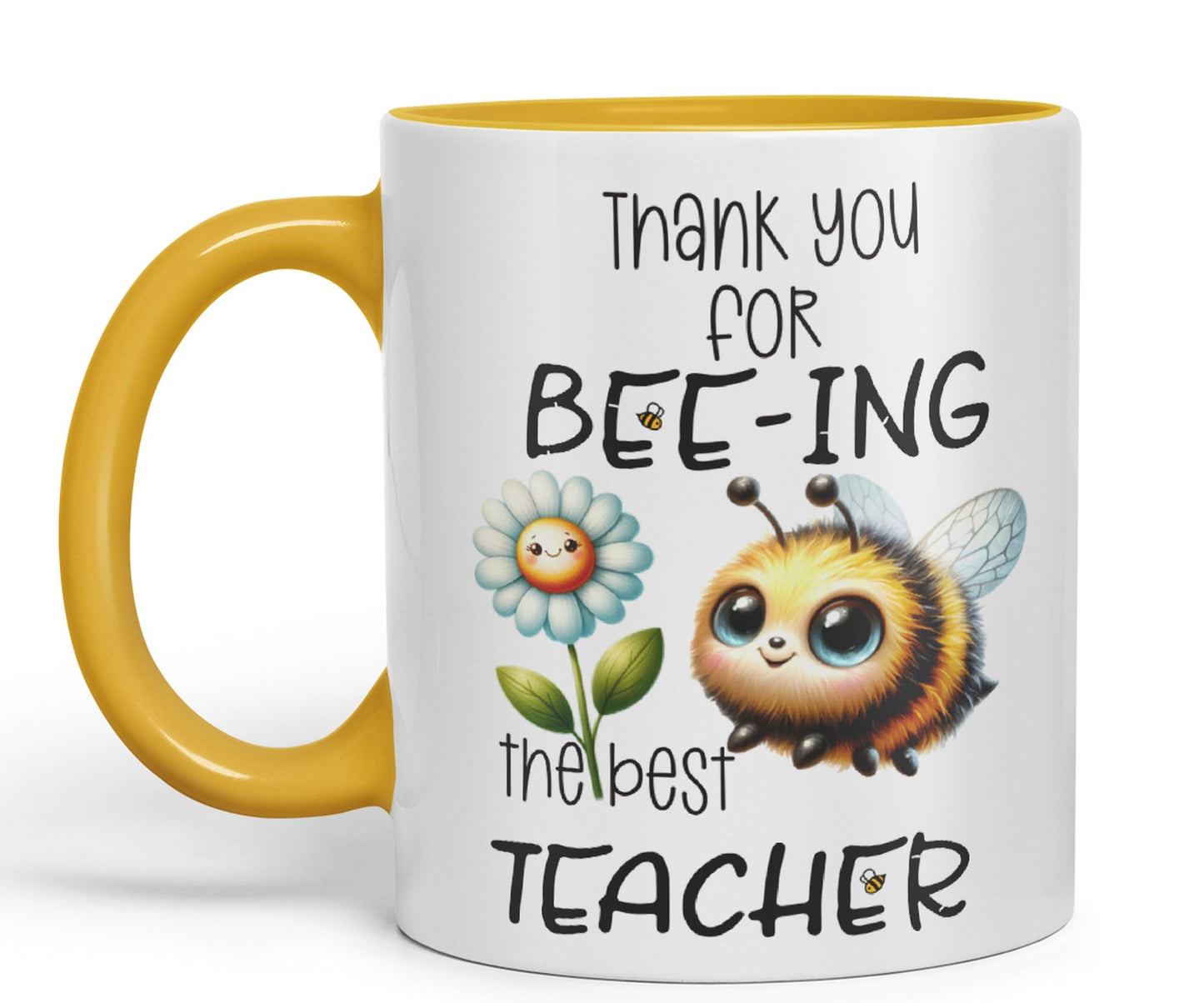 Teacher Thank You for Bee-ing The best teacher Ceramic Coloured Mug Cup for Tea Coffee Hot brew 330ml 11Oz