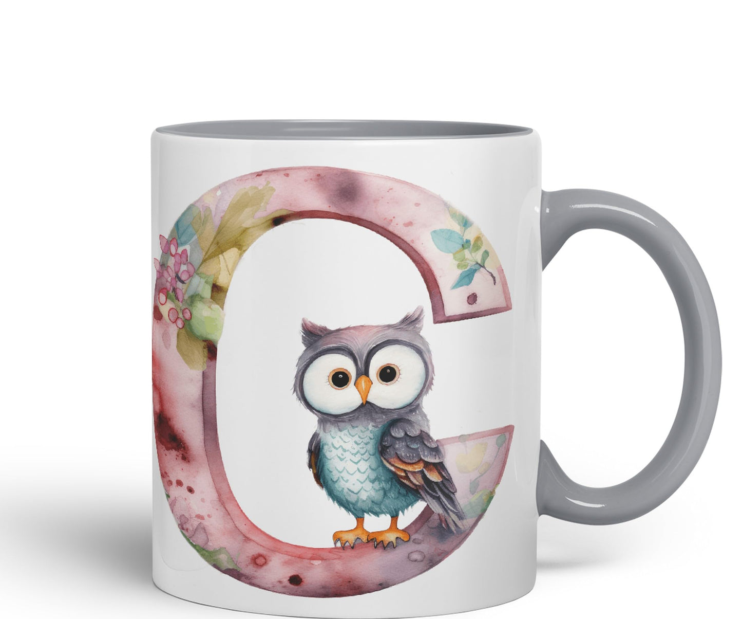 Letter C mug, Animals Alphabet Letter C Monogram animal for kids Ceramic Coloured Mug Cup for Tea Coffee Hot brew 330ml 11Oz Gift