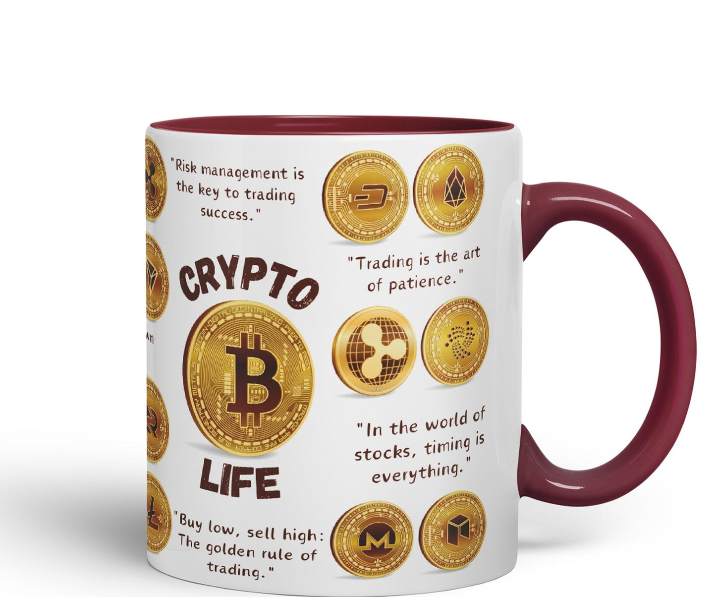 Crypto Life Crypto Currency Trading Ceramic Coloured Mug Cup for Tea Coffee Hot brew 330ml 11Oz Gift