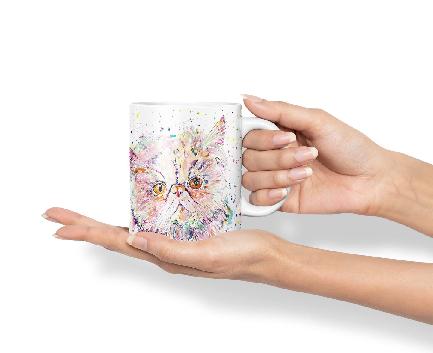 Vixar Persian Cat Kitten Pet Animals Watercolour Art Coloured Mug Cup Gift Birthday Work Office Tea Coffee