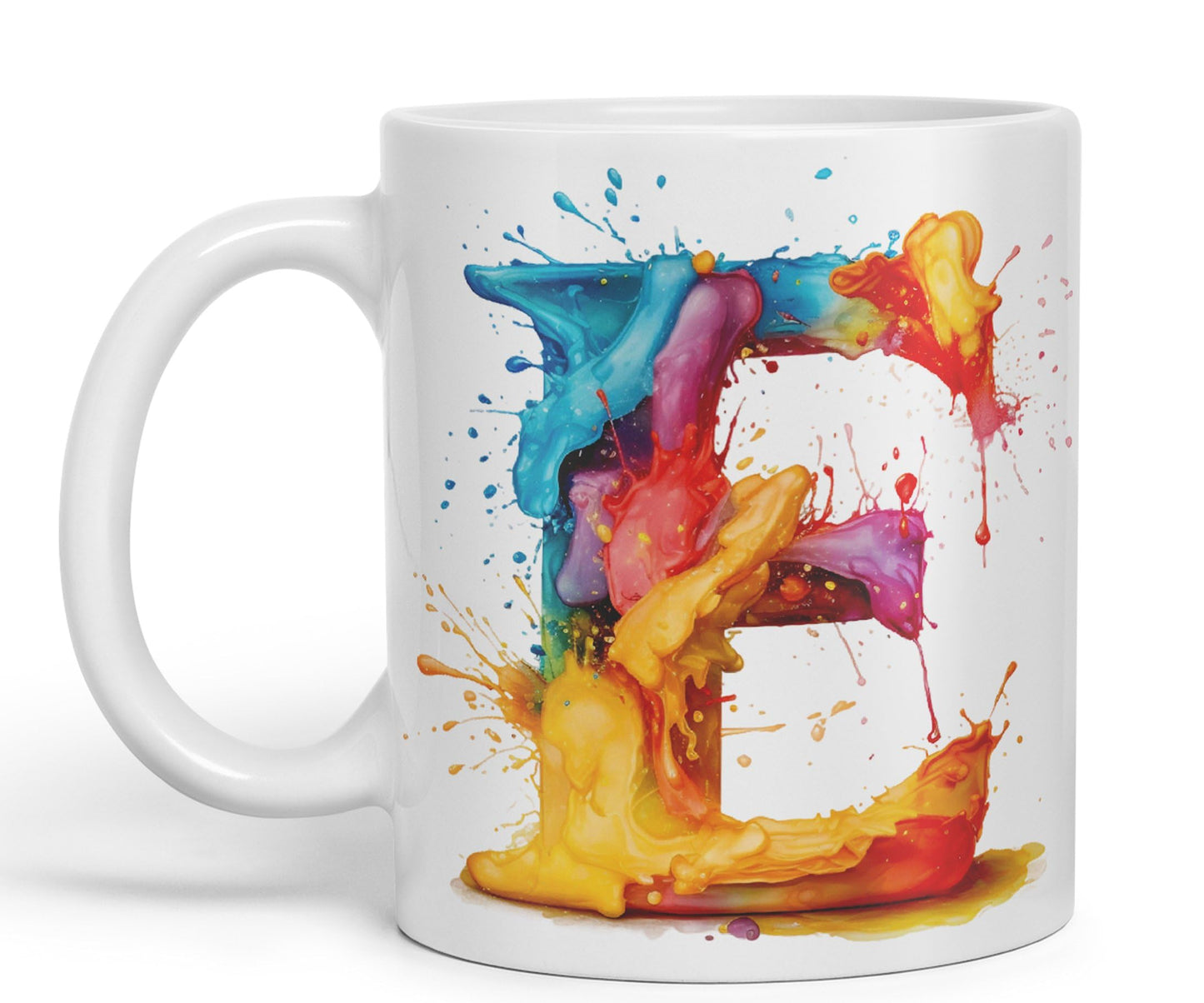 Letter E mug, Alphabet Letter E Monogram watercolour Ceramic Coloured Mug Cup for Tea Coffee Hot brew 330ml 11Oz Gift