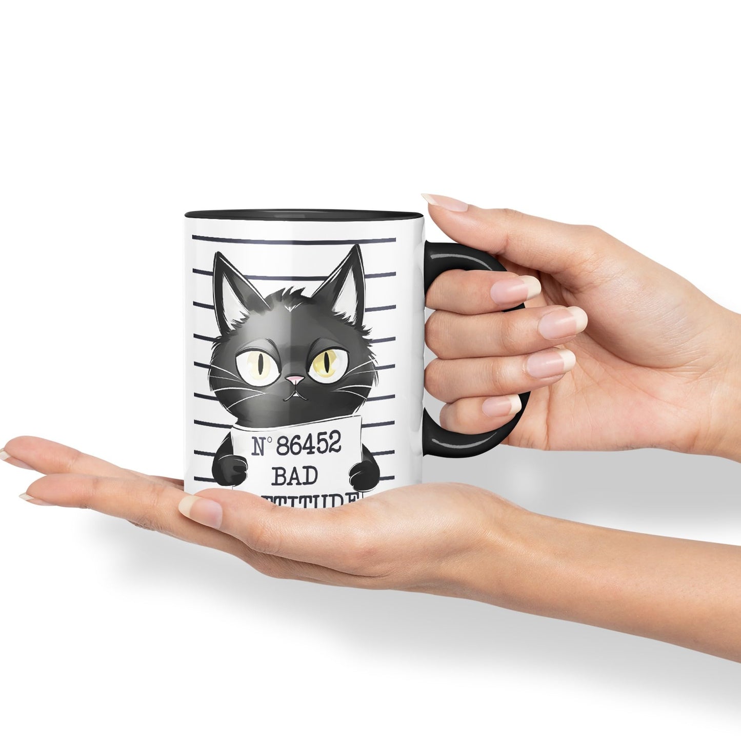 Vixar Bad Cattitude Prison Cats Sarcastic Joke Ceramic Coloured Mug Cup for Tea Coffee Hot Brew 330ml 11Oz