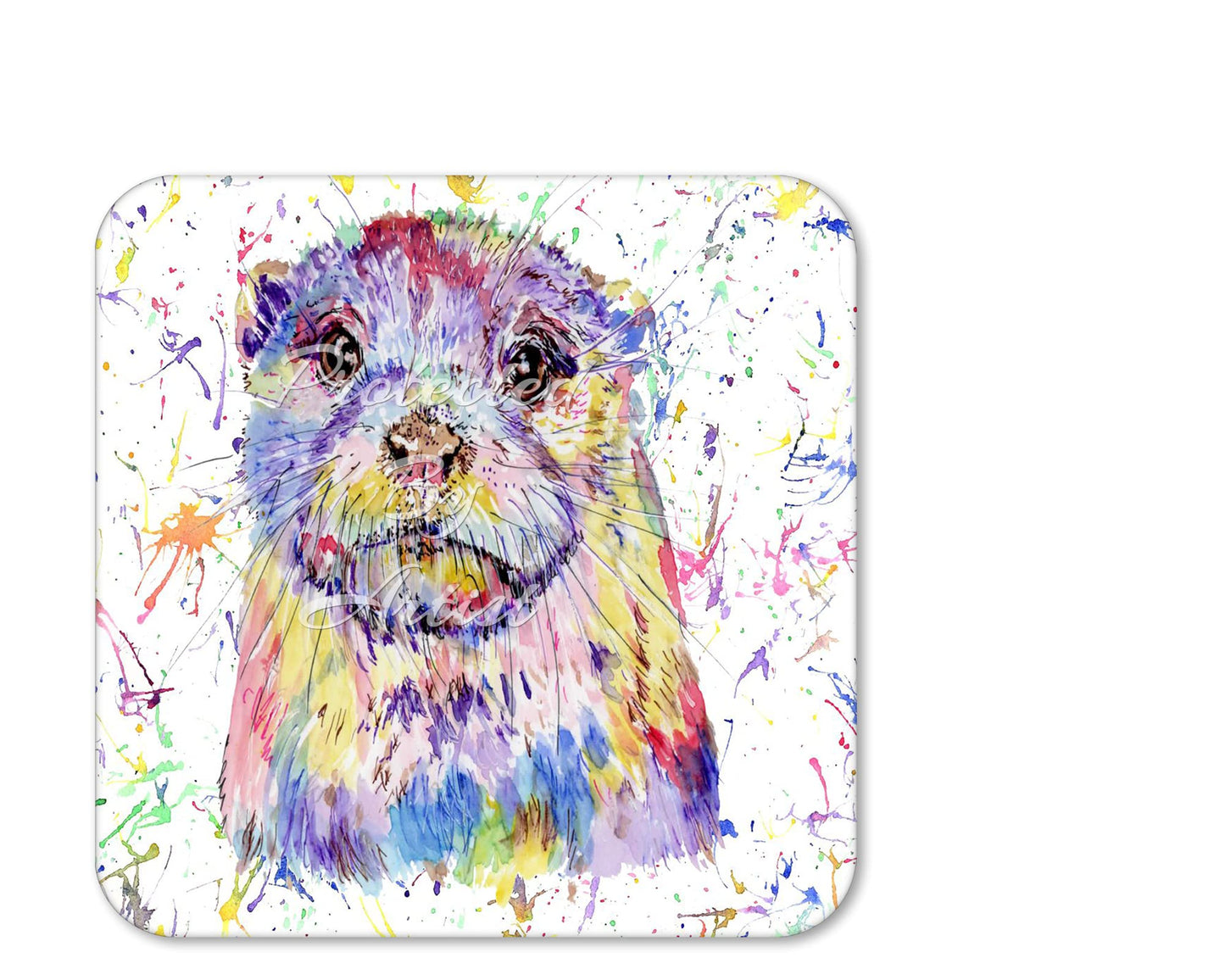Coaster Otter British Wildlife Animals Coasters Watercolour Art Gift Work Office Dining Tea coffee