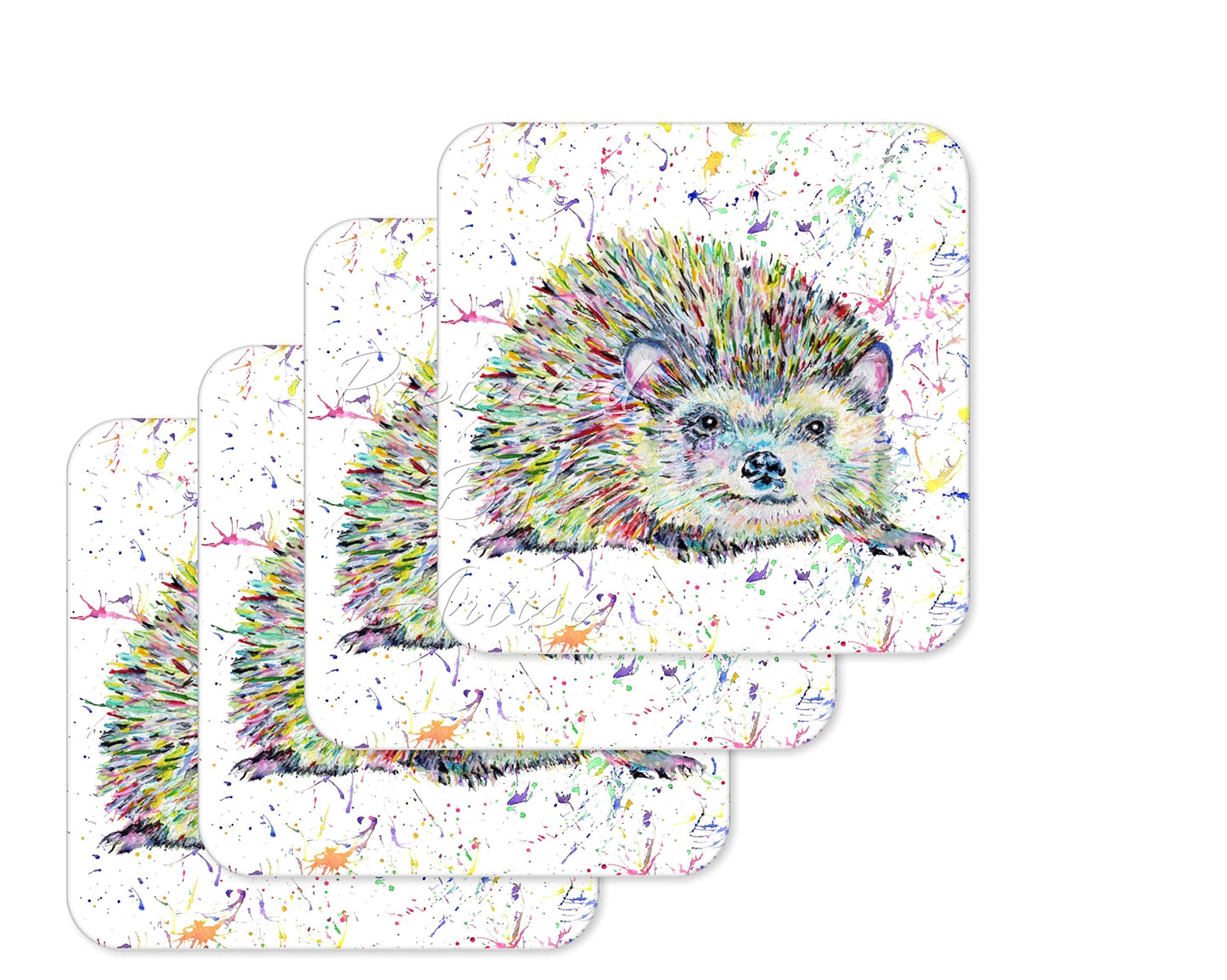 Coaster Hedgehog British Wildlife Animals Coasters Watercolour Art Gift Work Office Dining Tea coffee