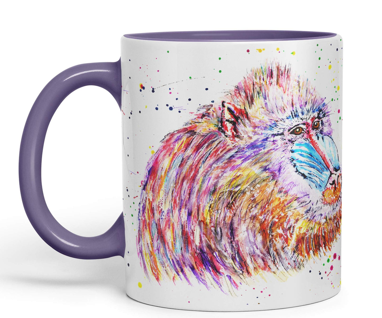Vixar Mandrill Monkey Ape Animals Watercolour Art Coloured Ceramic 330 ml Mug Cup Gift Birthday Work Office Tea Coffee
