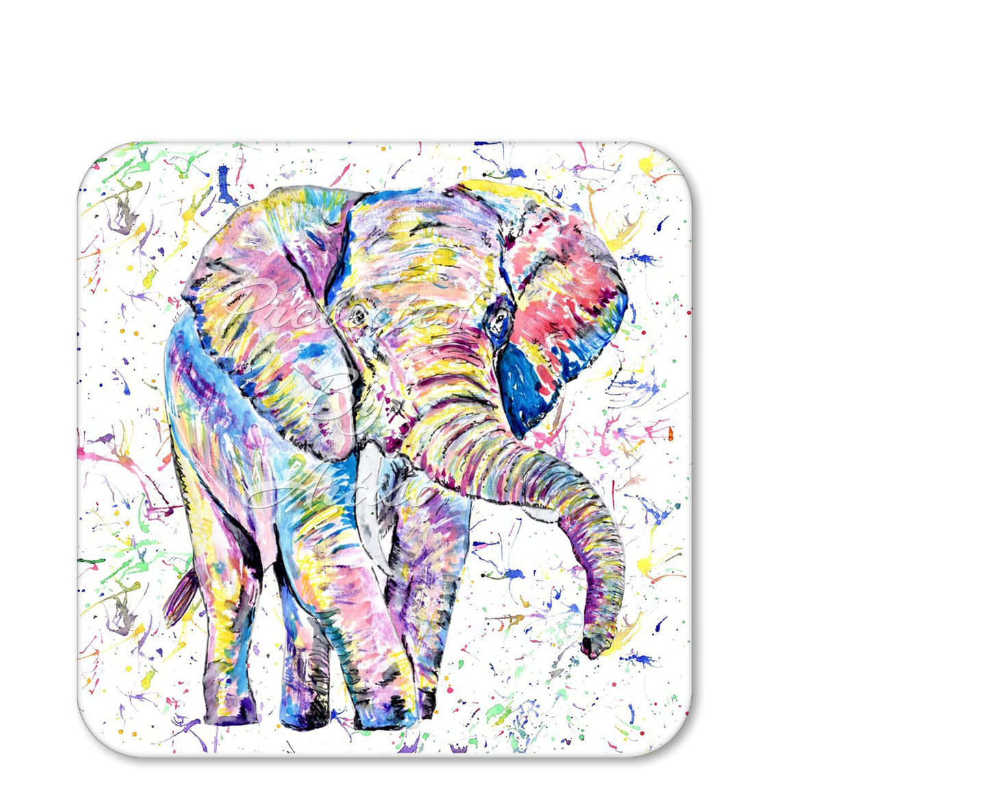 Coaster Elephant adult wild Animals Coasters Watercolour Art Gift Work Office Dining Tea coffee