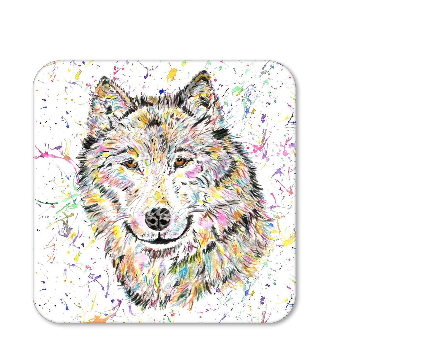 Coaster Wolf Wildlife animal Coasters Watercolour Art Gift Work Office Dining Tea coffee