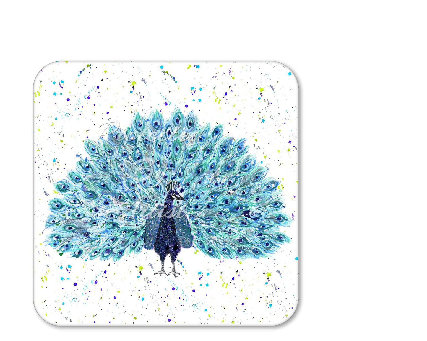 Coaster Peacock Bird Animals Coasters Watercolour Art Gift Work Office Dining Tea coffee