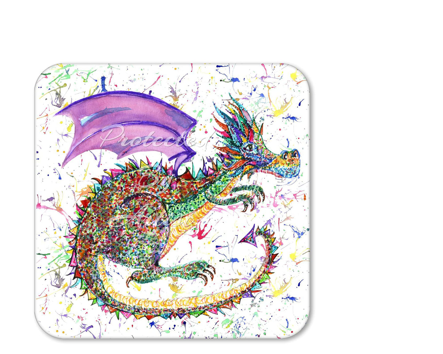 Coaster Dragon Repile Lizard Coasters Watercolour Art Gift Work Office Dining Tea coffee