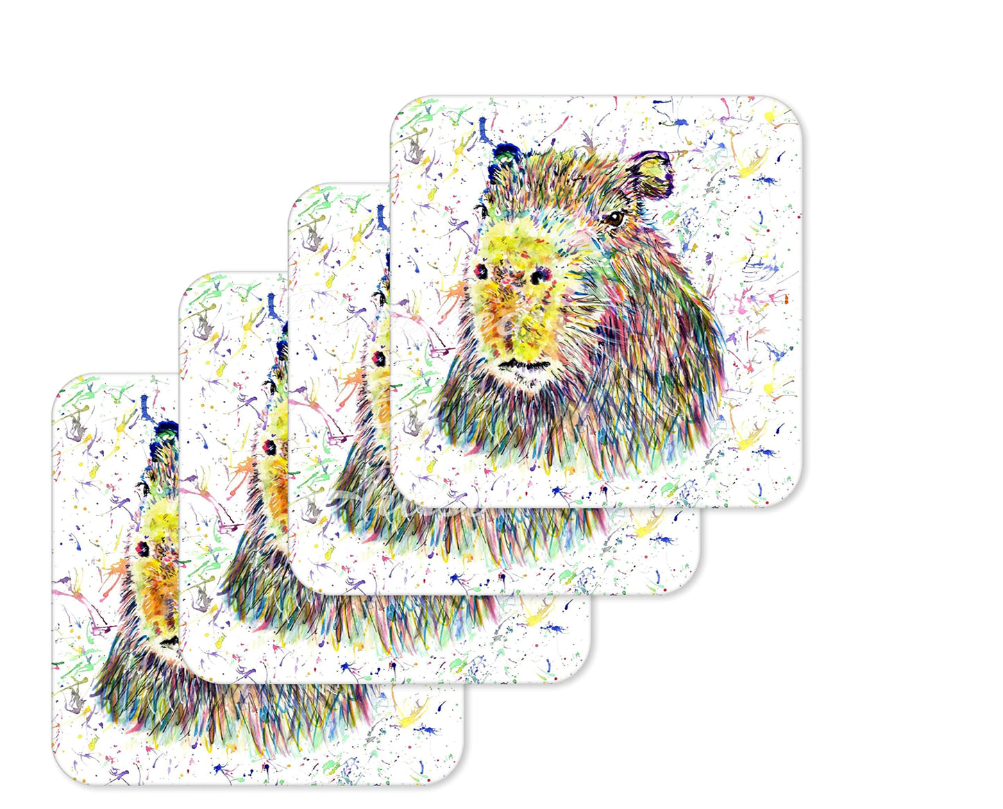 Coaster Capybara Large Rodent Pet Coasters Watercolour Art Gift Work Office Dining Tea coffee