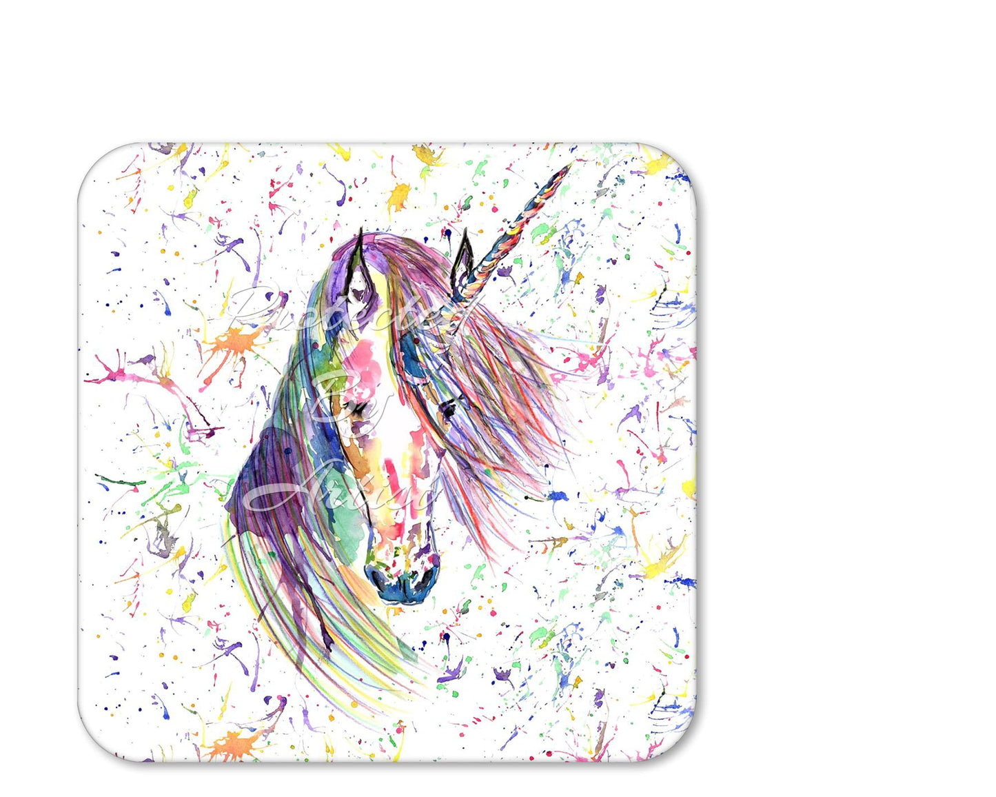 Coaster Unicorn Coasters Watercolour Art Gift Work Office Dining Tea coffee