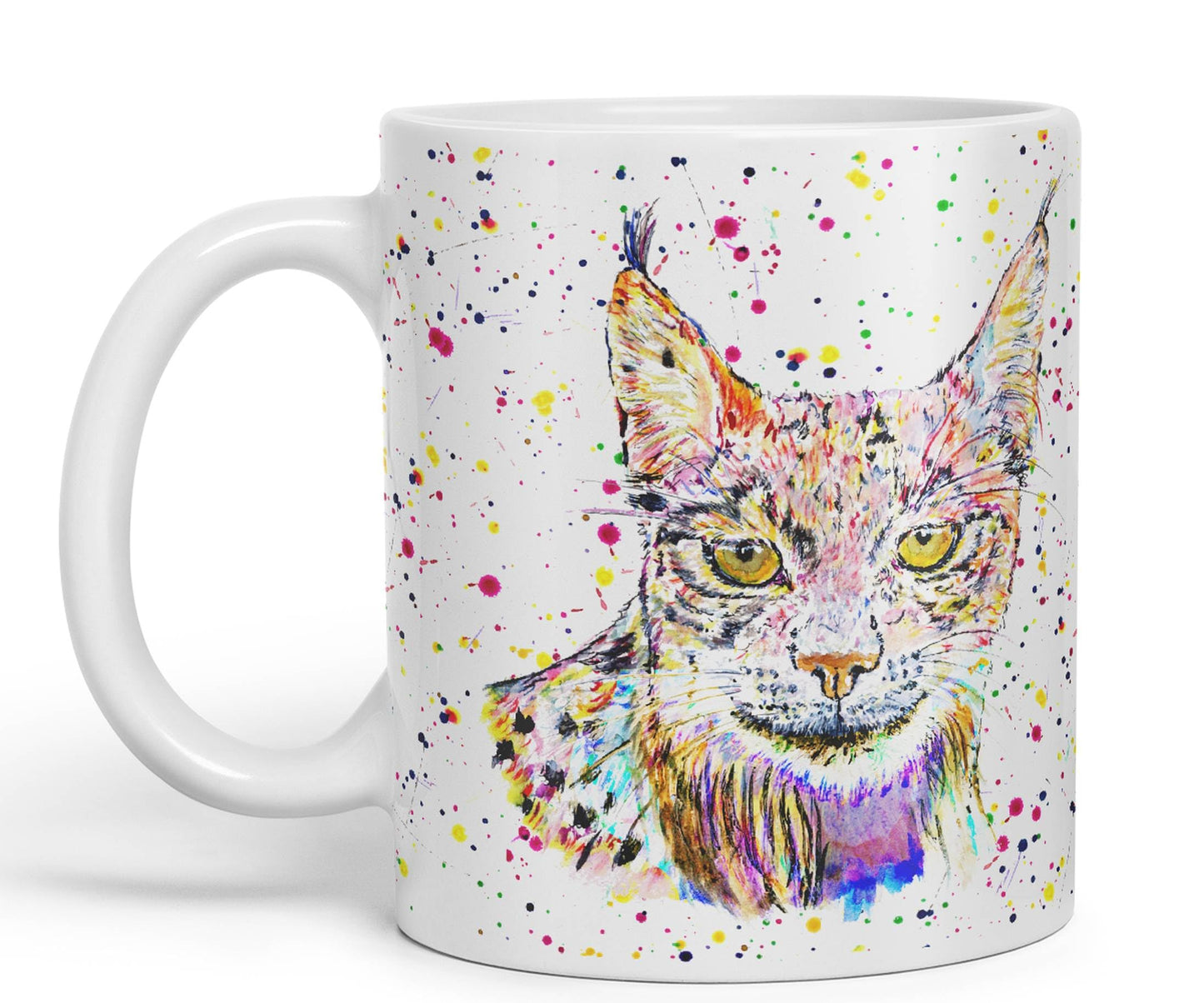 Vixar Lynx Cat Animal Watercolour Art Coloured 330 ml Mug Cup Gift Birthday Work Office Tea Coffee
