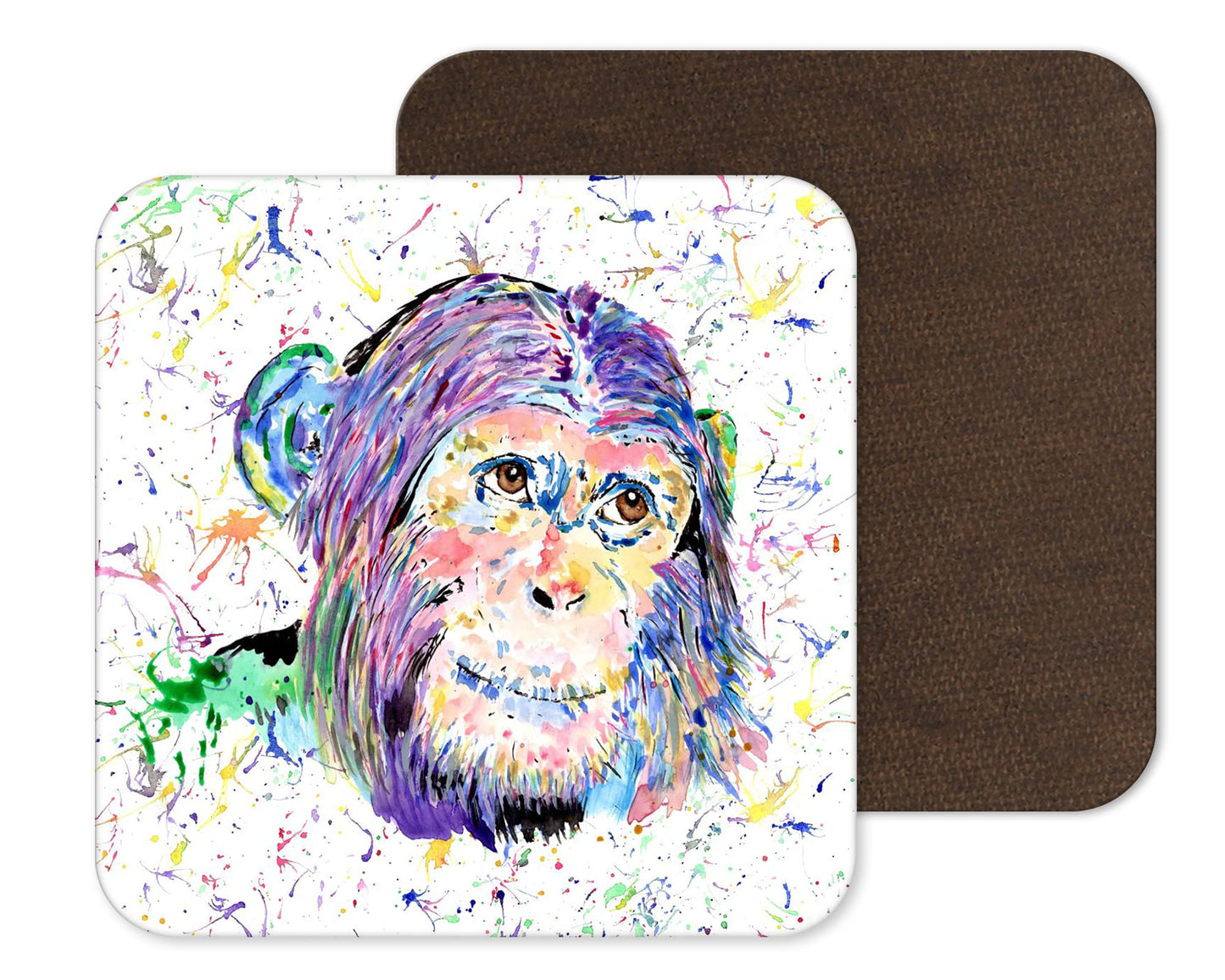 Coaster Chimp Ape Apes Chimpanzee Coasters Watercolour Art Gift Work Office Dining Tea coffee