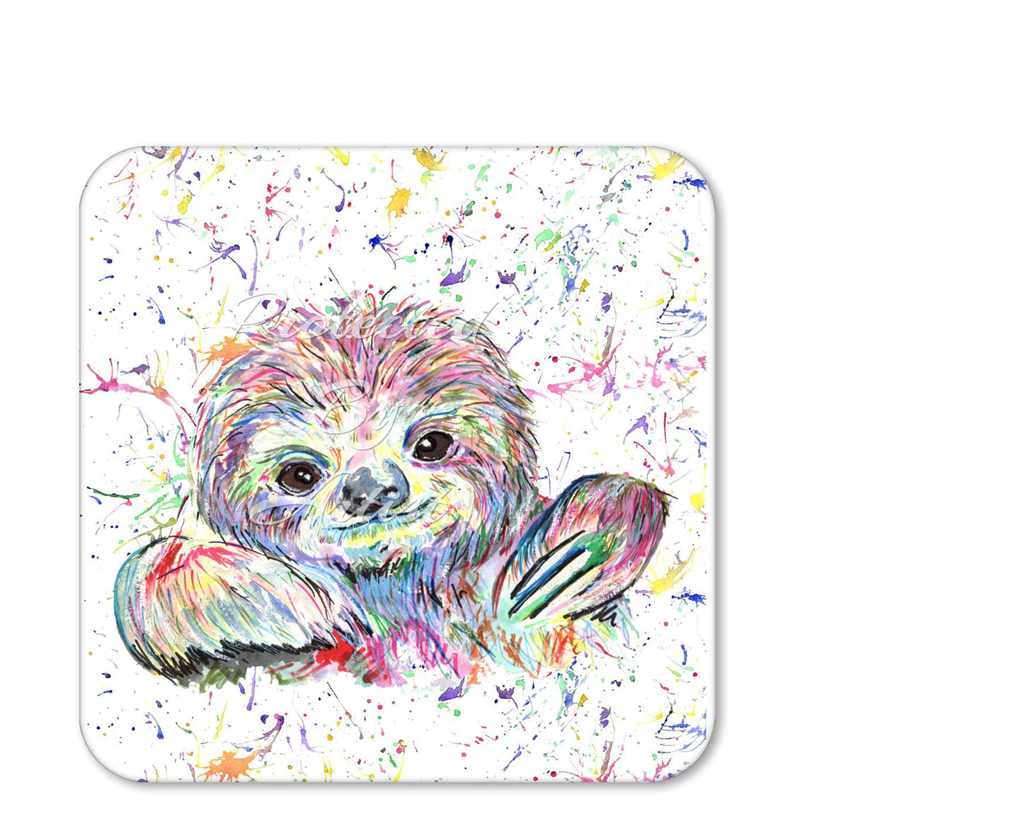 Coaster Sloth animal Coasters Watercolour Art Gift Work Office Dining Tea coffee