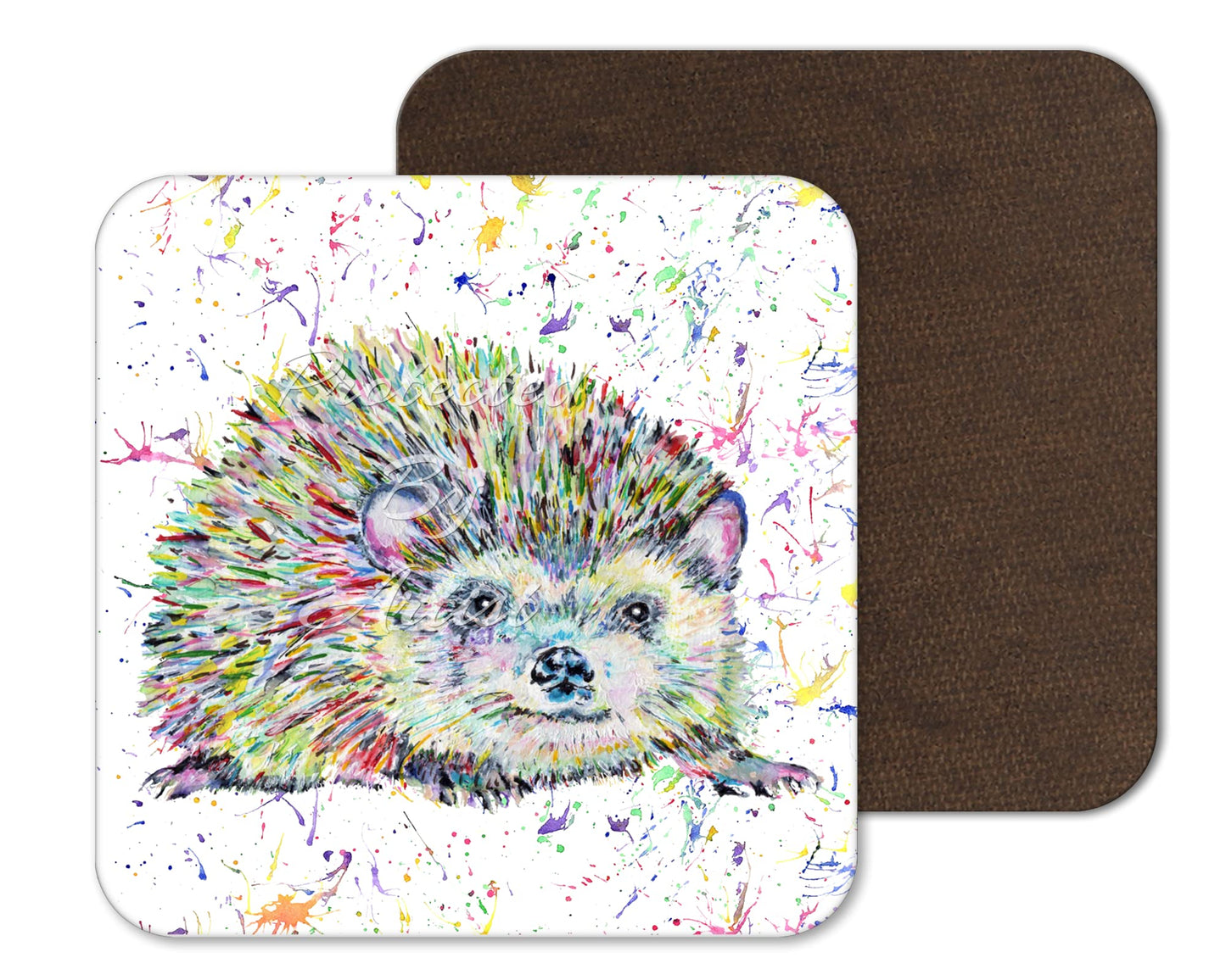 Coaster Hedgehog British Wildlife Animals Coasters Watercolour Art Gift Work Office Dining Tea coffee