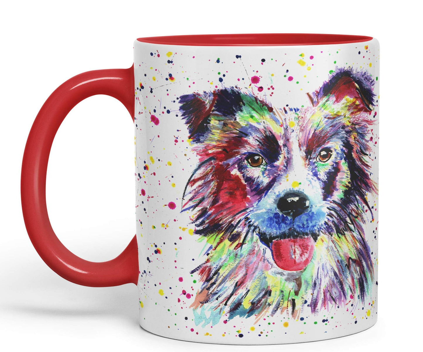 Vixar Border Collie Dog Pet Animals Watercolour Art Coloured 330 ml Mug Cup Gift Birthday Work Office Tea Coffee
