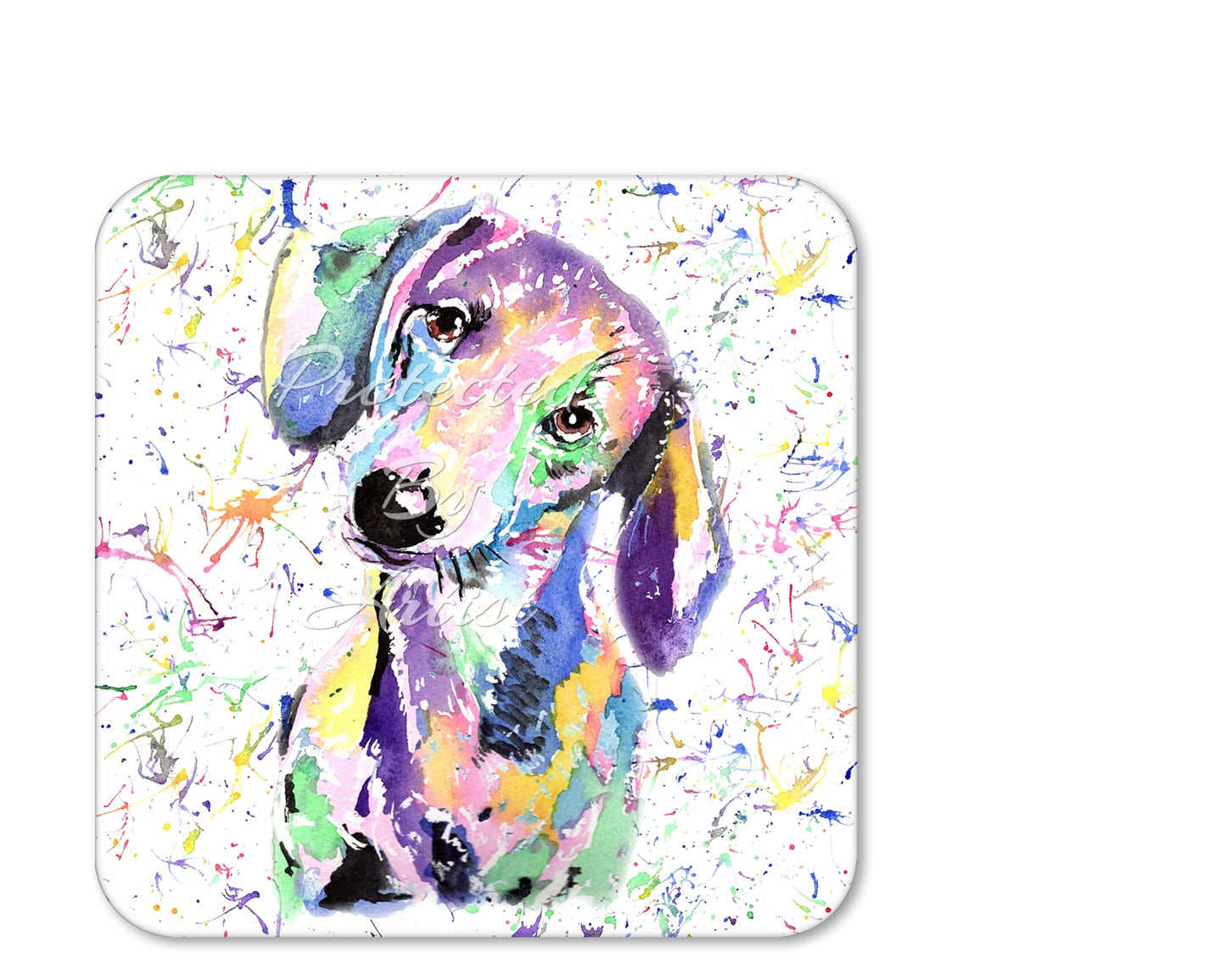 Coaster Dachshund Sausage Dog Wiener Pet Coasters Watercolour Art Gift Work Office Dining Tea coffee