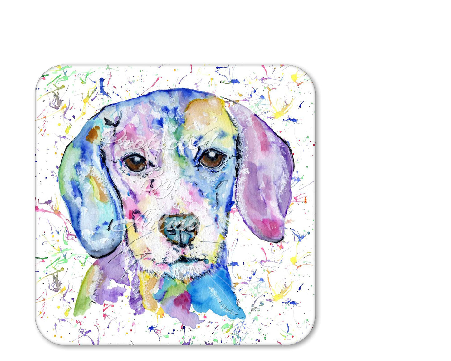 Coaster Beagle Hound hounting Dog Pet Animals Coasters Watercolour Art Gift Work Office Dining Tea coffee