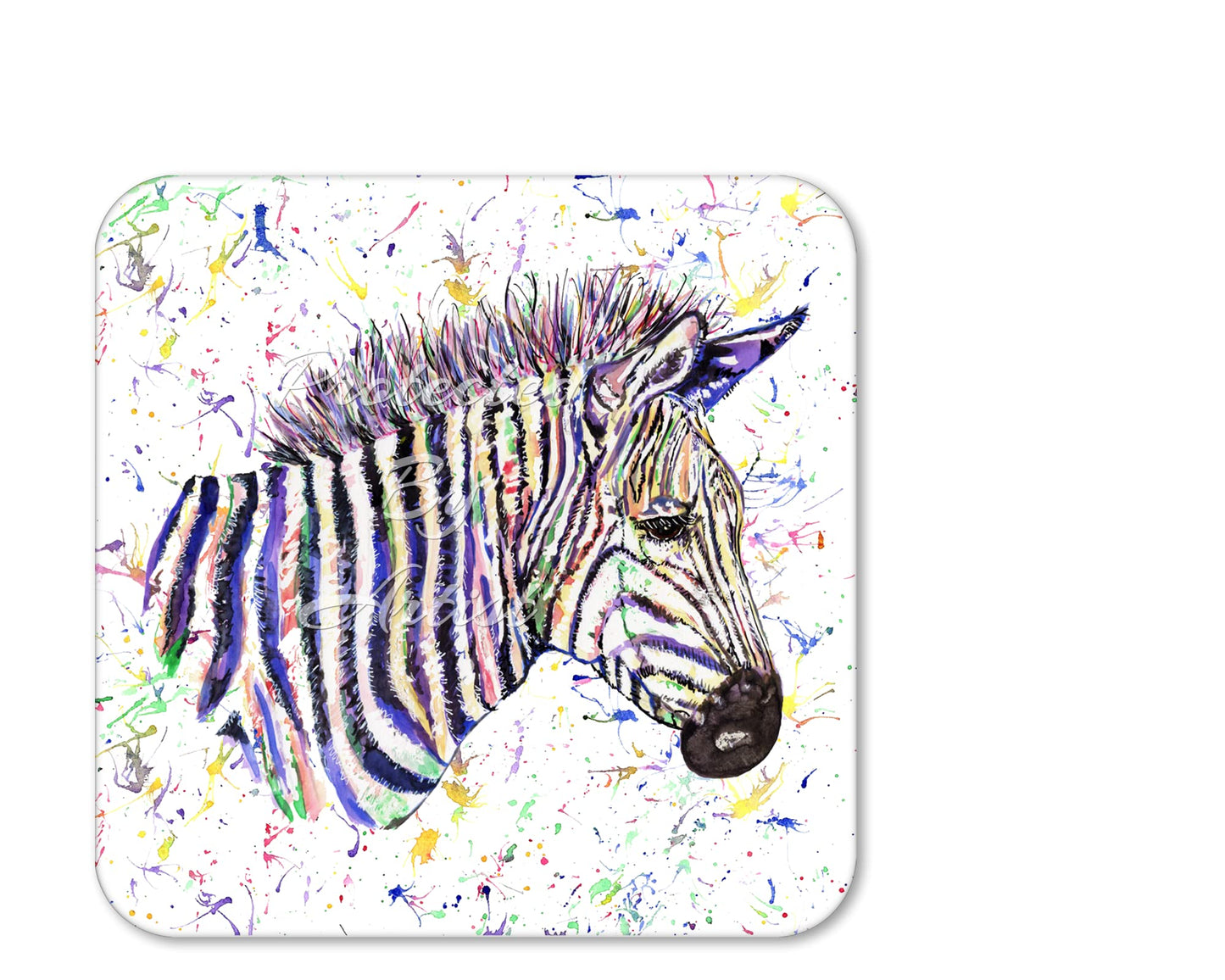 Coaster Zebra Wildlife animal Coasters Watercolour Art Gift Work Office Dining Tea coffee