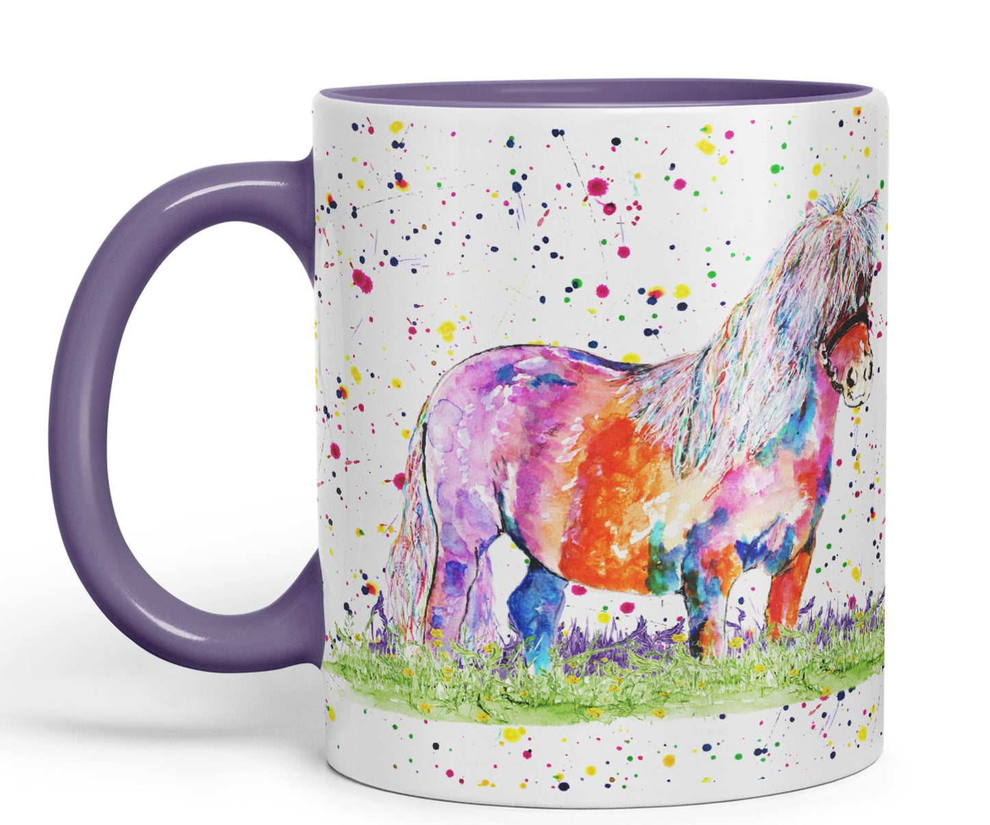 Vixar Shetland Pony Horse Pet Watercolour Art Coloured 330 ml Mug Cup Gift Birthday Work Office Tea Coffee
