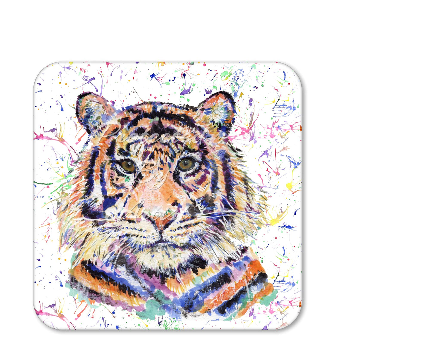 Coaster Tiger Wildlife Animal Coasters Watercolour Art Gift Work Office Dining Tea coffee