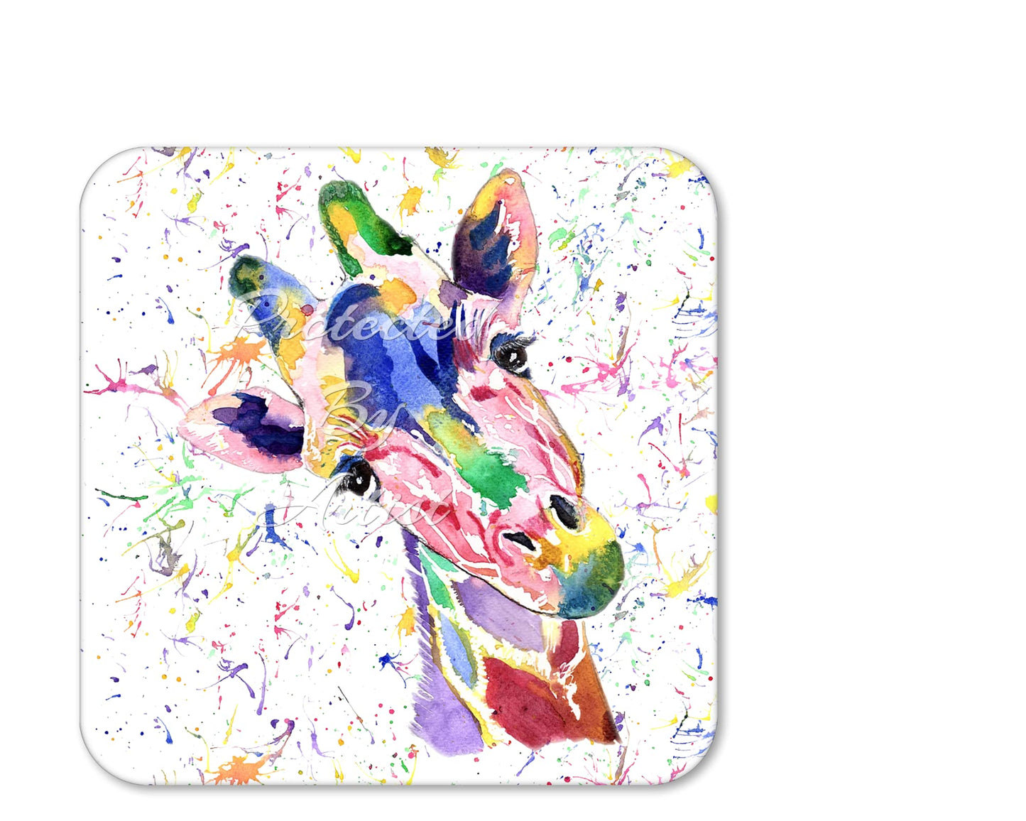 Coaster giraffe Animals Coasters Watercolour Art Gift Work Office Dining Tea coffee
