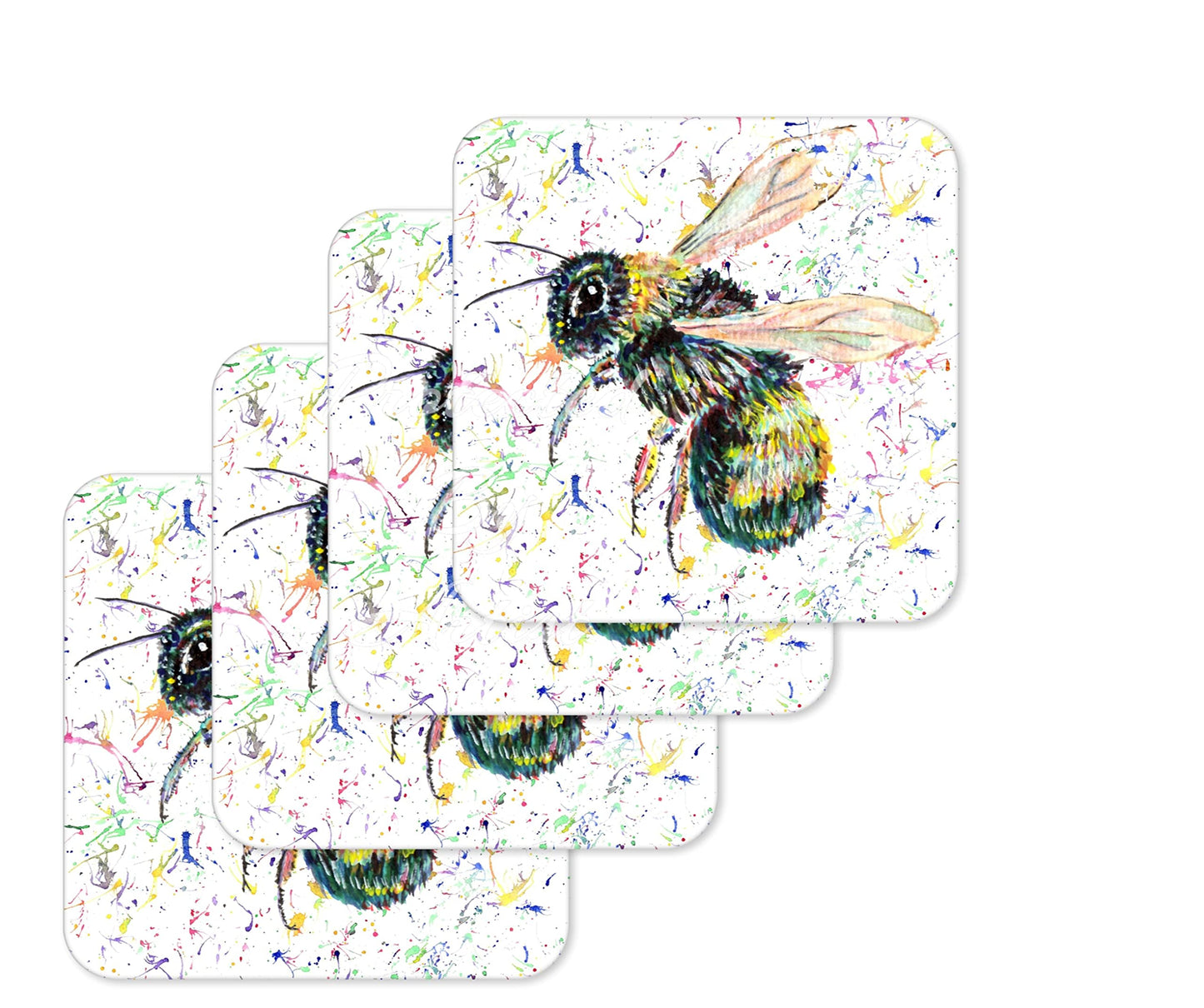 Coaster Bee Bees Honeycomb Wildlife Coasters Watercolour Art Gift Work Office Dining Tea coffee