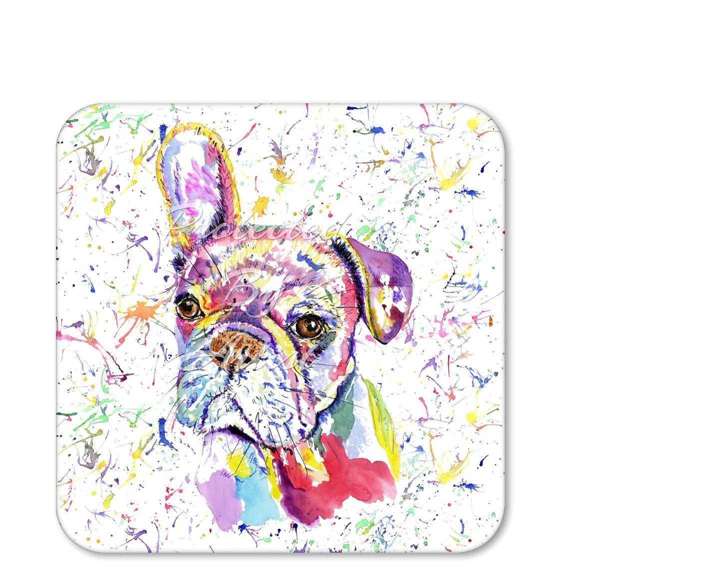 Coaster Frenchie Pup French Bulldog Dog Pet Animals Coasters Watercolour Art Gift Work Office Dining Tea coffee