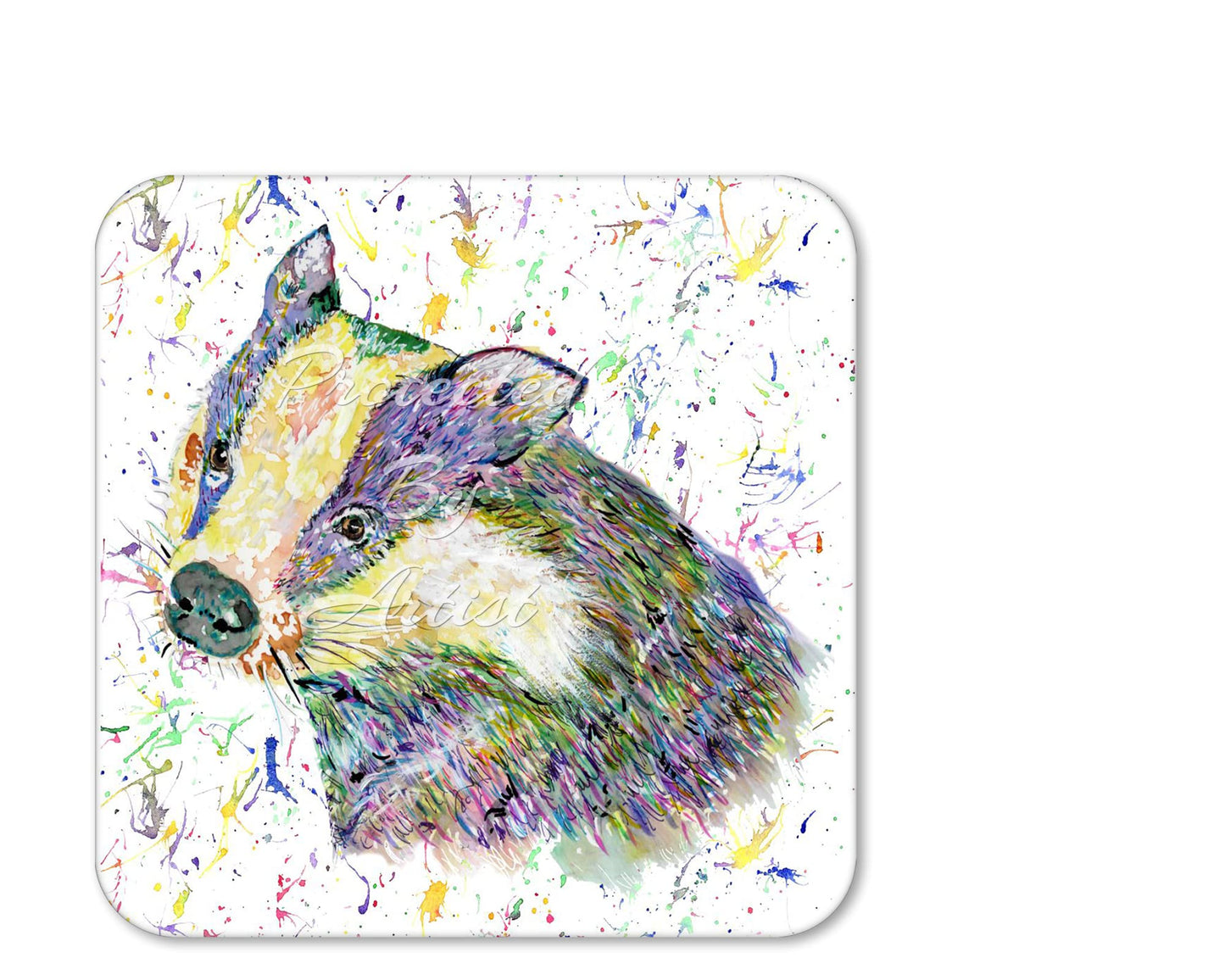 Coaster Badger British Wildlife Animals Coasters Watercolour Art Gift Work Office Dining Tea coffee