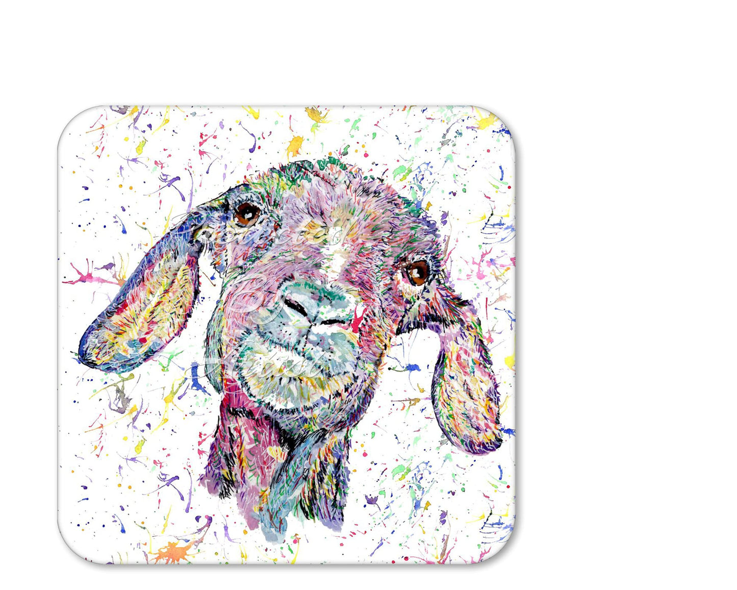 Coaster Goat farm Animals Coasters Watercolour Art Gift Work Office Dining Tea coffee