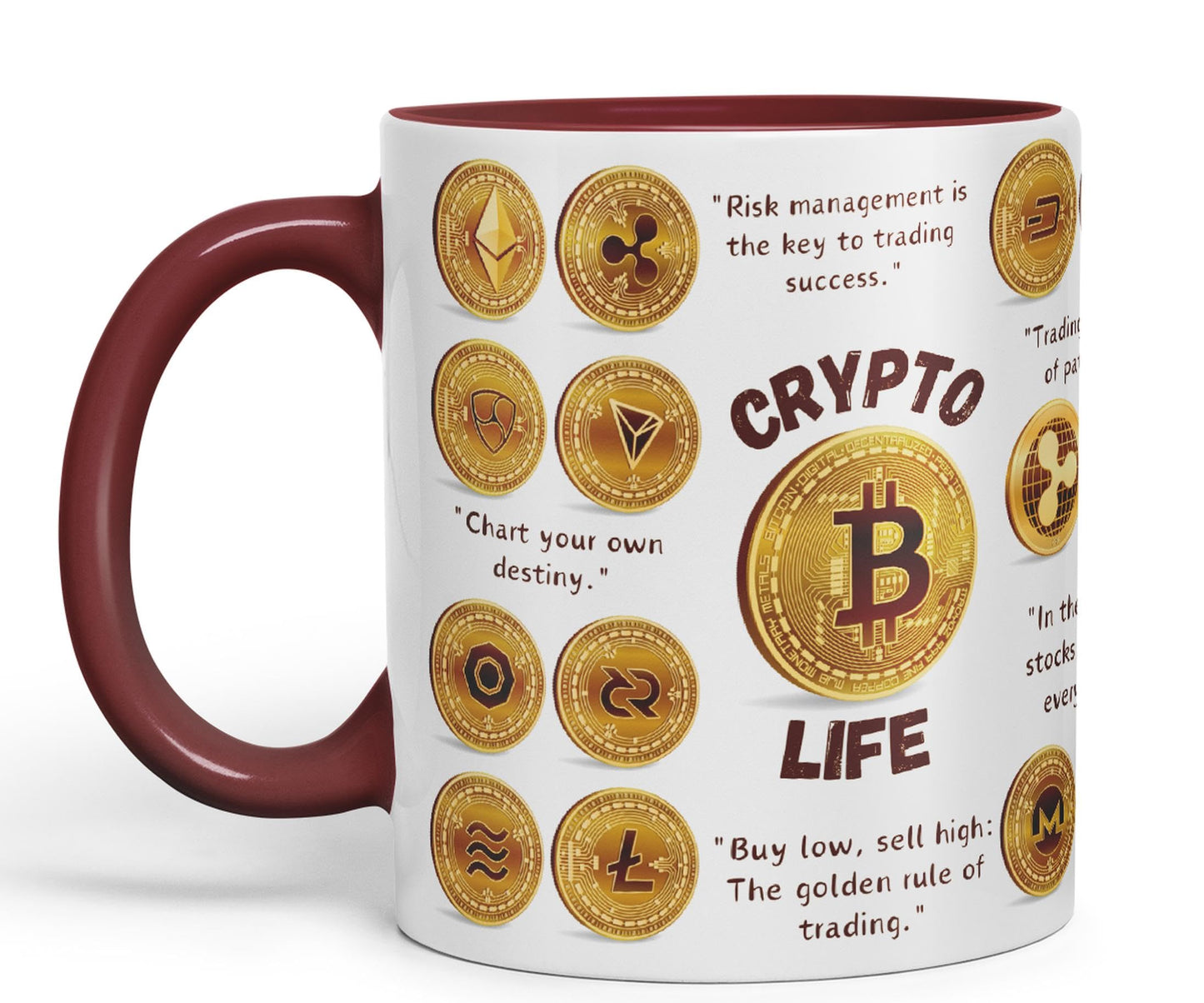 Crypto Life Crypto Currency Trading Ceramic Coloured Mug Cup for Tea Coffee Hot brew 330ml 11Oz Gift