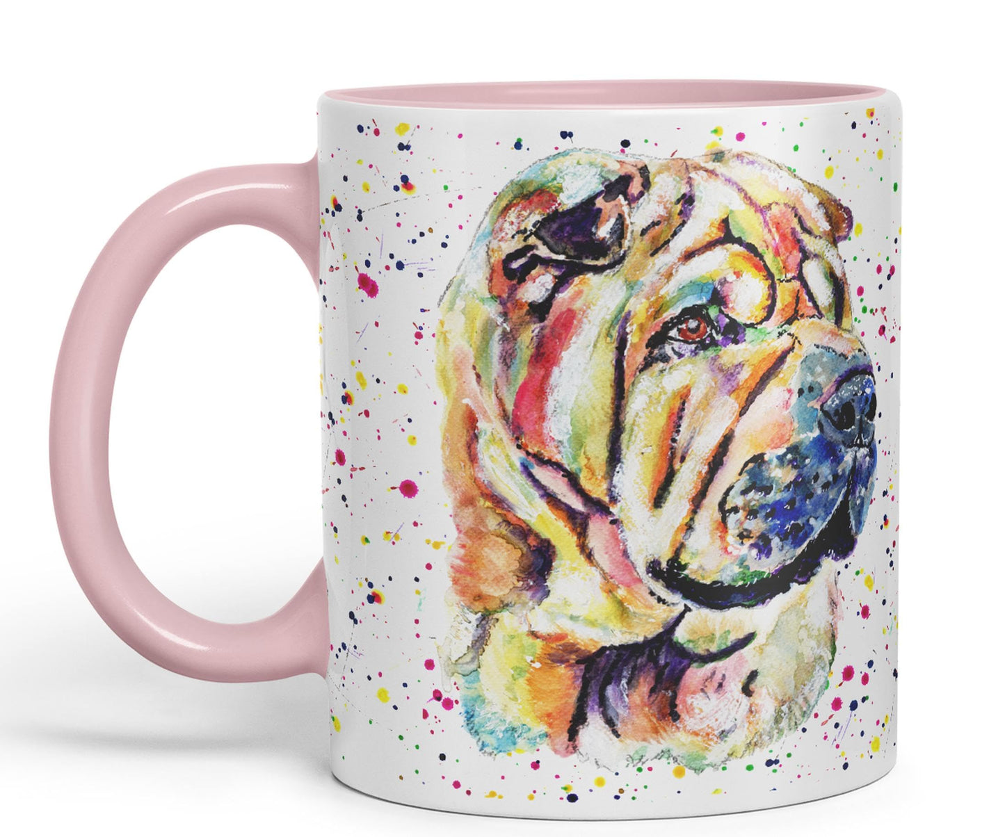 Vixar Shar Pei Wrinkly Chinese Dog Pet Animal Watercolour Art Coloured 330 ml Mug Cup Gift Birthday Work Office Tea Coffee